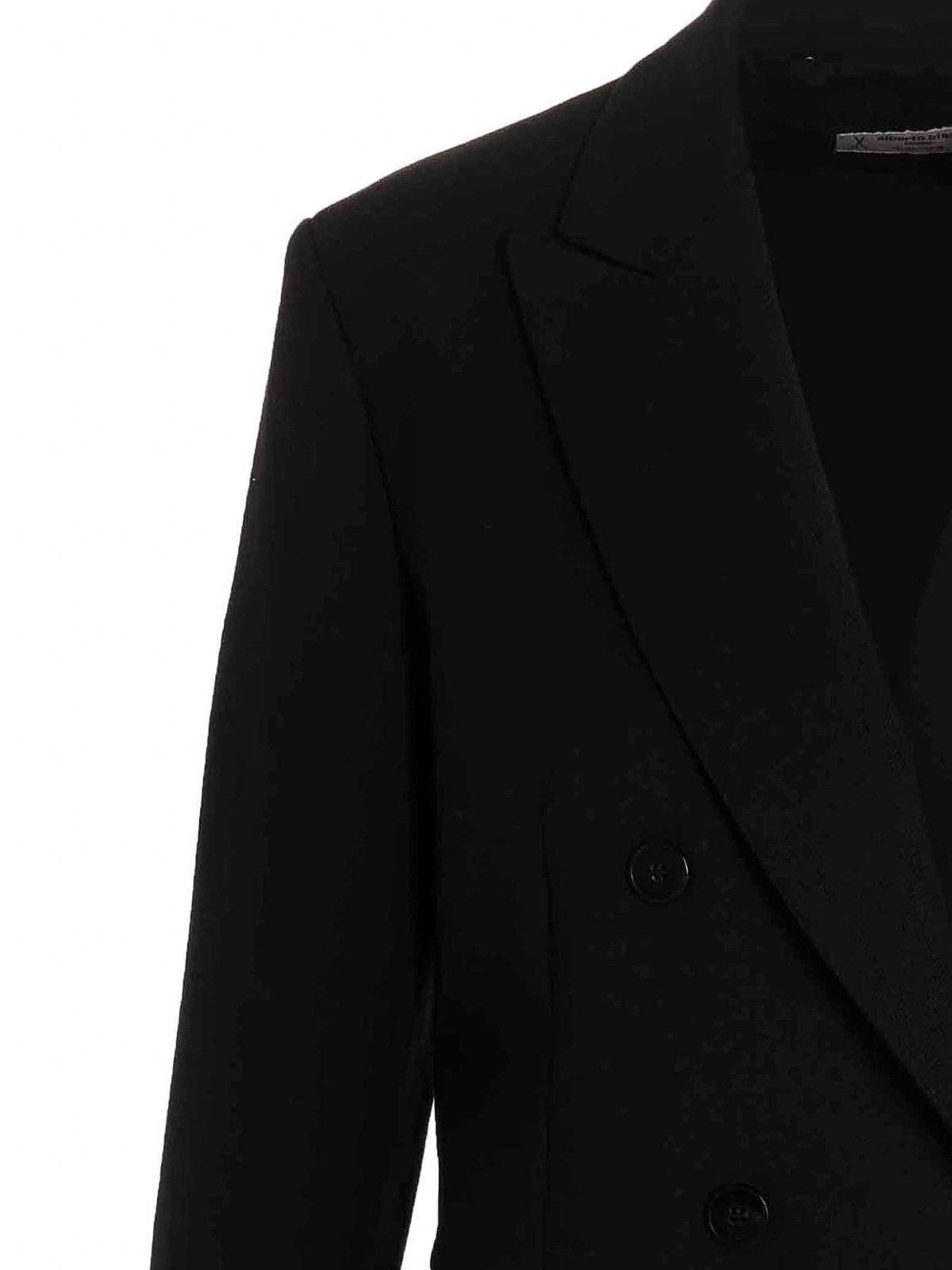 Alberto Biani Wool Double Breast Blazer Jacket In Black