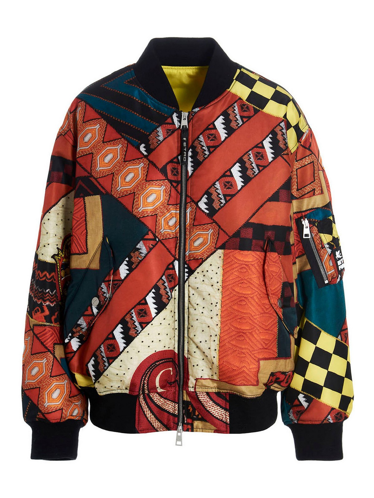 Etro Patchwork Reversible Bomber Jacket In Multicolor