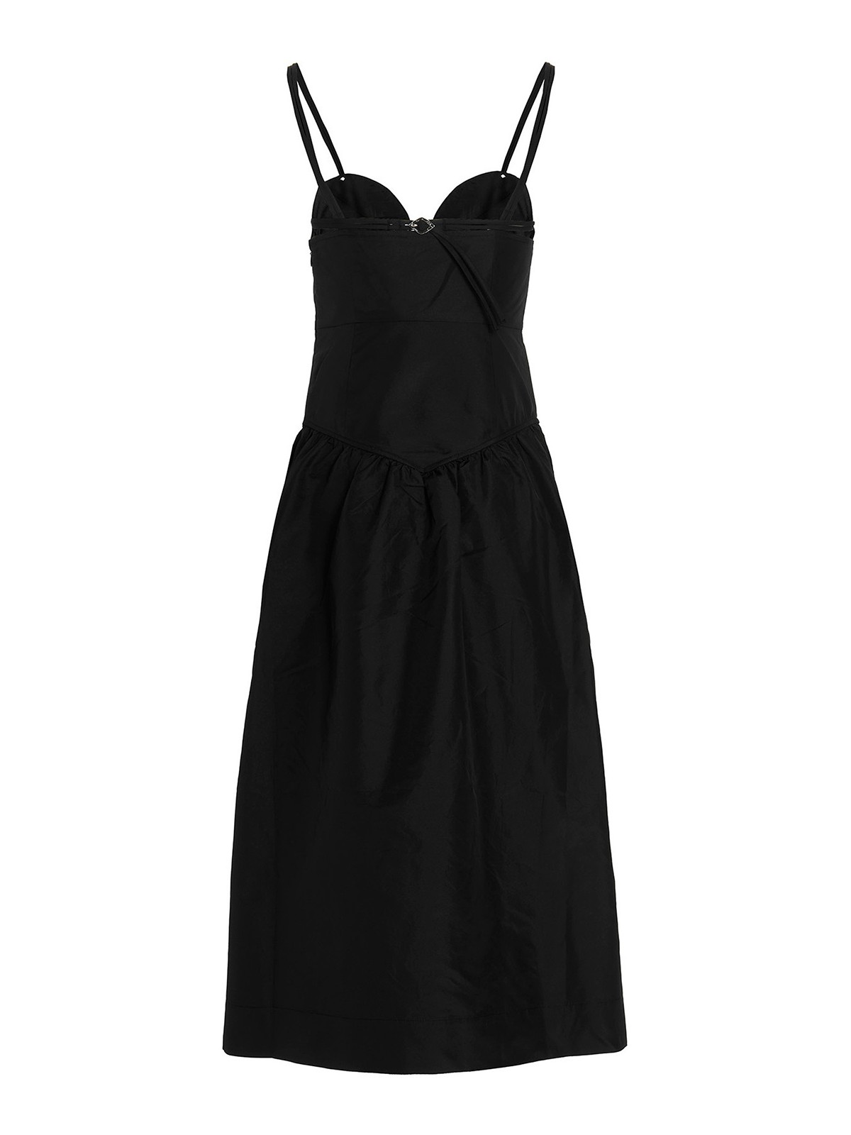 ganni black midi dress STRETCH COTTON DRESS