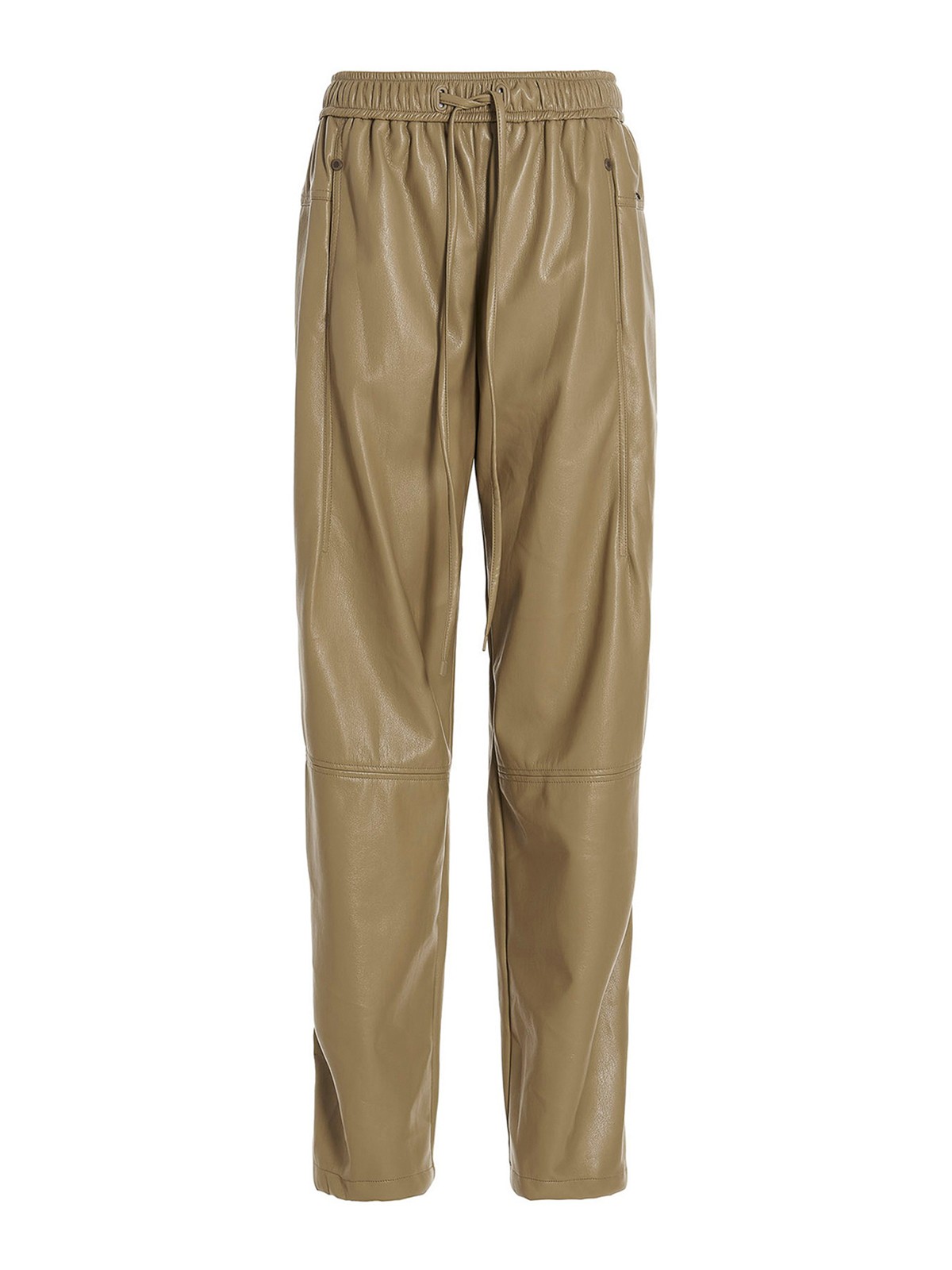 Low Classic Faux Leather Drawstring-fastening Trousers In Beis