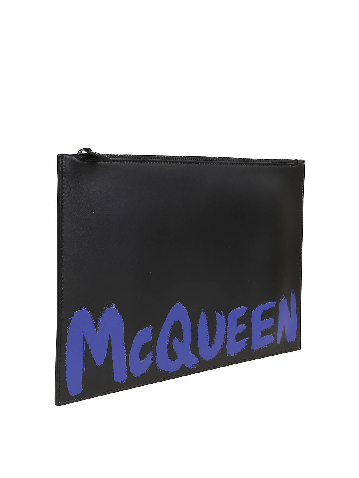 Shop Alexander Mcqueen Graffiti Printed Leather Clutch Bag In Negro