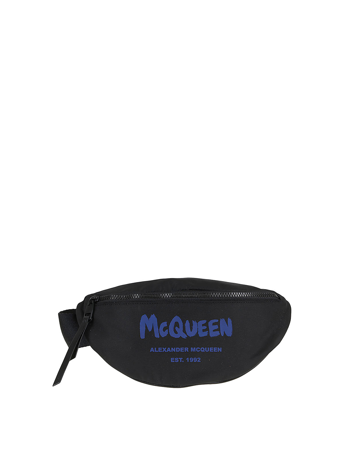 Shop Alexander Mcqueen Logo Printed Tech Fabric Belt Bag In Negro
