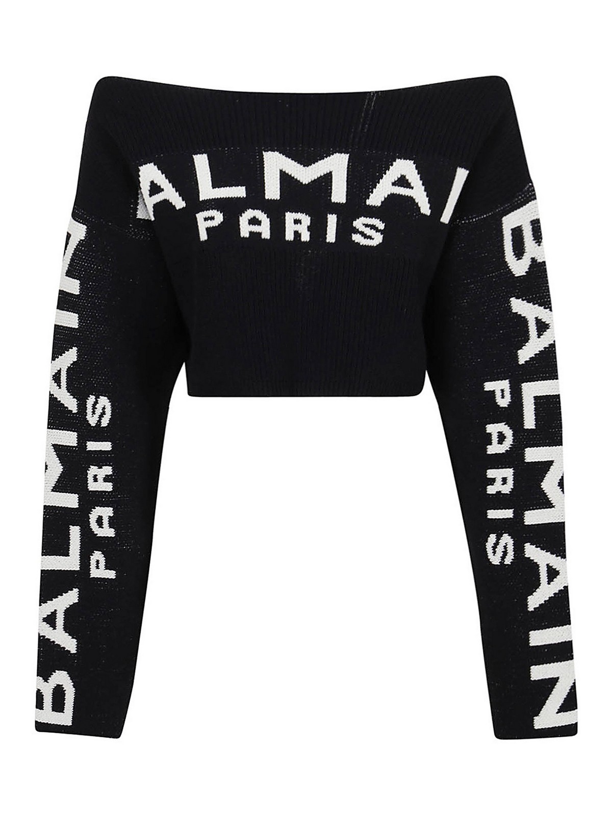 Balmain Balmain off shoulder knit crop top YF1KA075KC56EFX