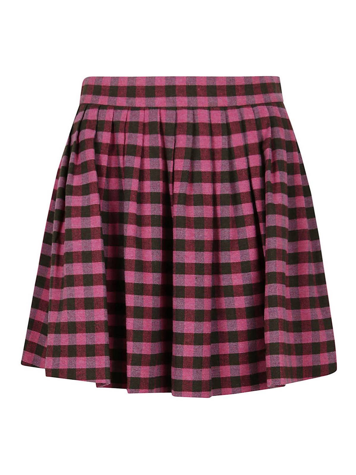 Shop Kenzo Pleated Check Mini Skirt In Pink