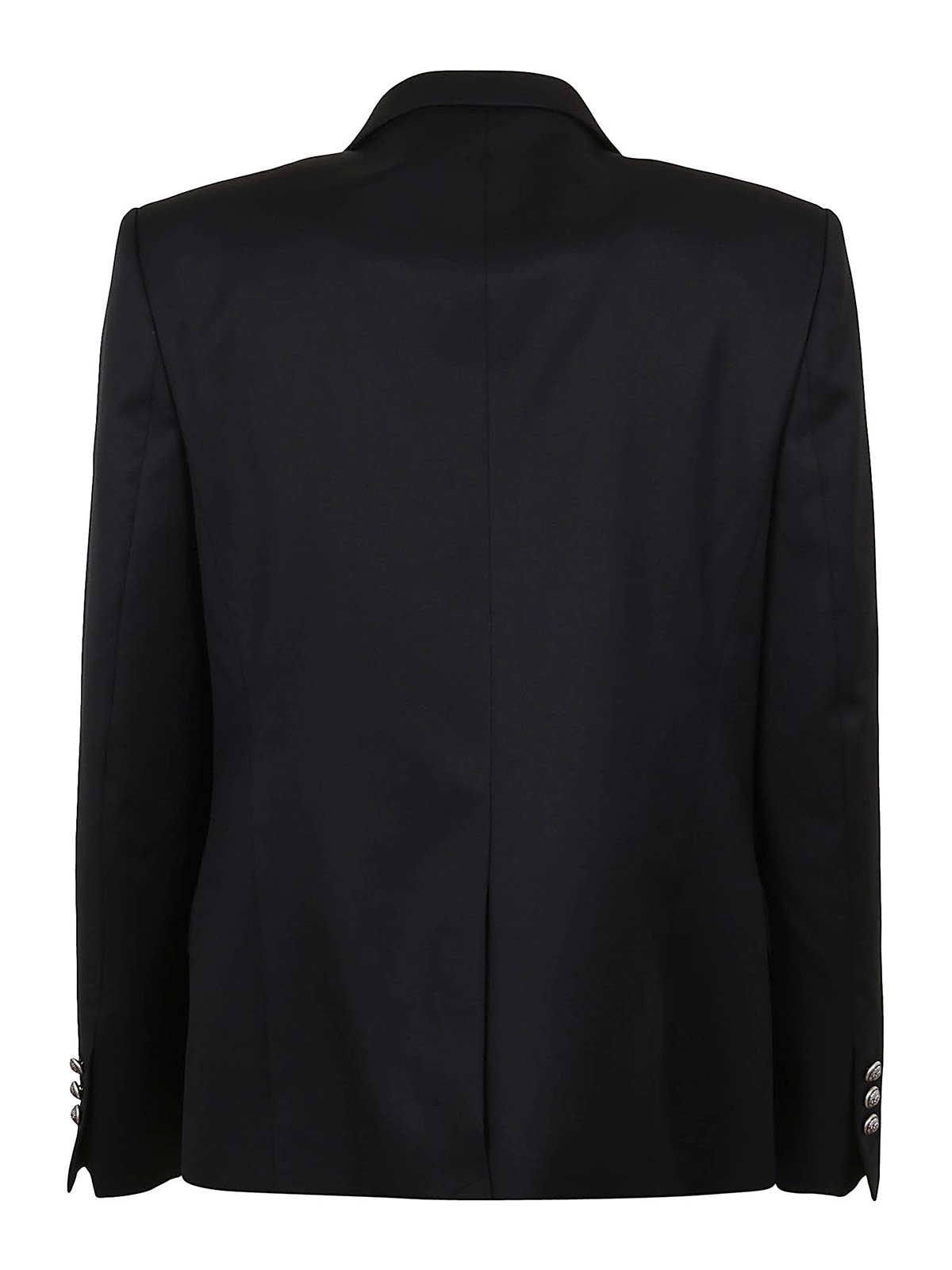 Shop Balmain Wool Blazer With Logo Buttons In Black