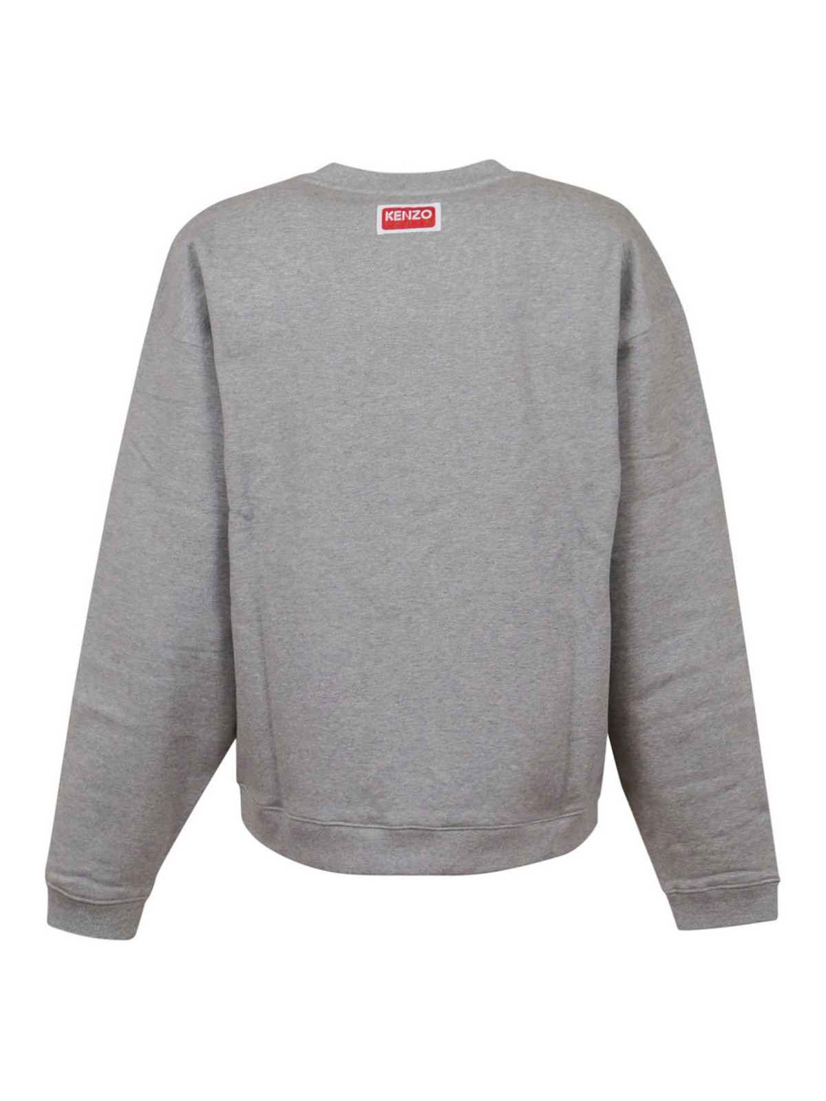 Shop Kenzo Logo-print Long-sleeve Sweatshirt In Gris