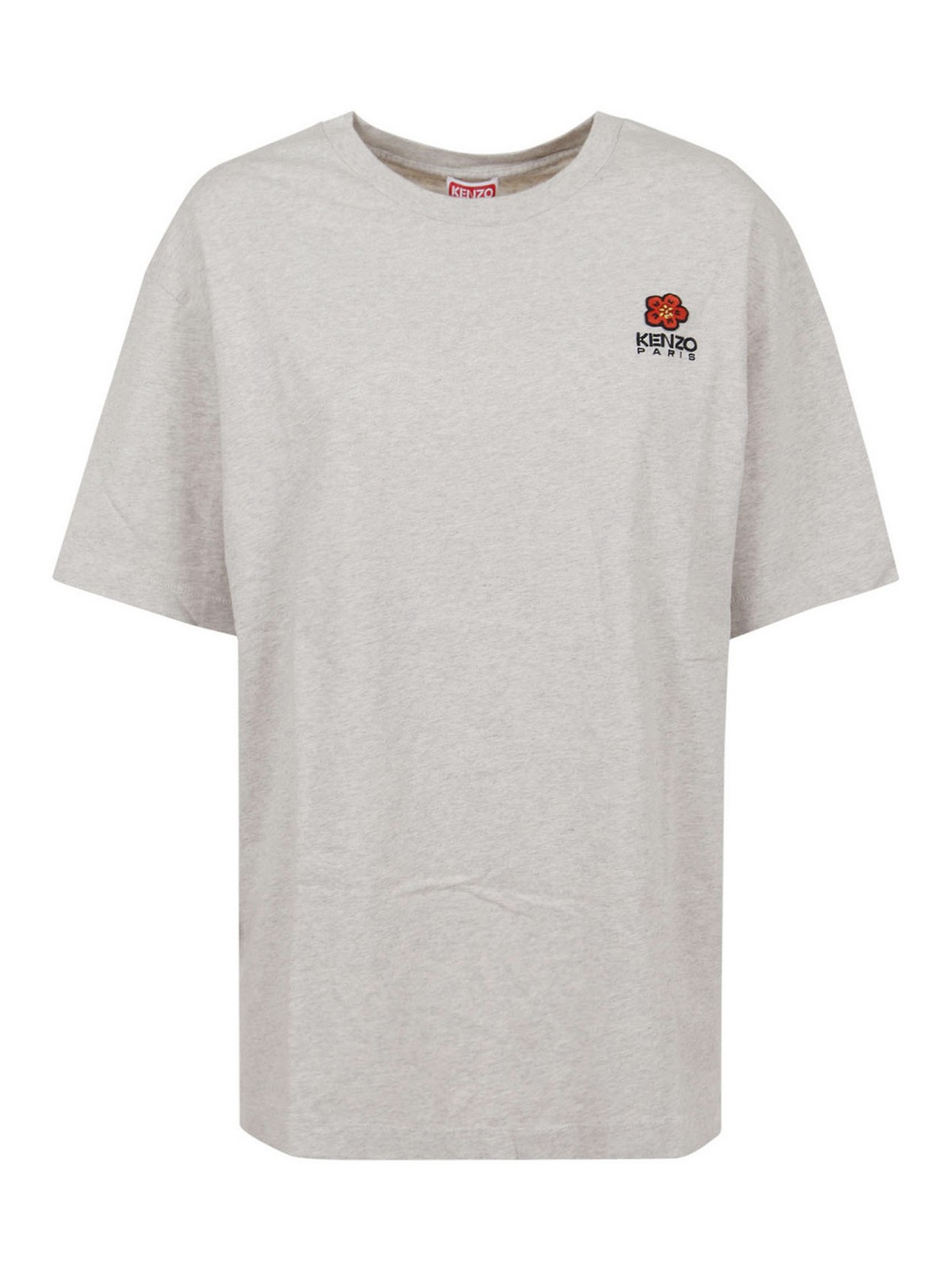 Shop Kenzo Boke Flower-embroidered T-shirt In Grey