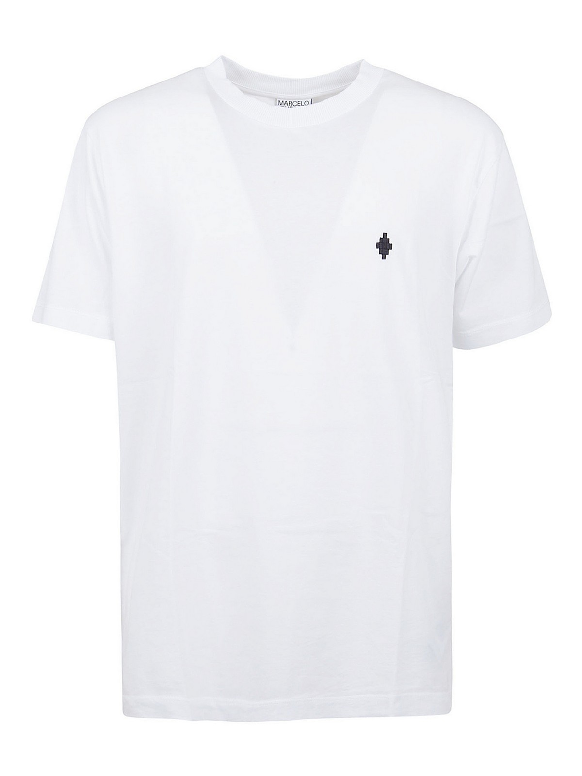 Shop Marcelo Burlon County Of Milan Cross-logo Embroidered Cotton T-shirt In Blanco