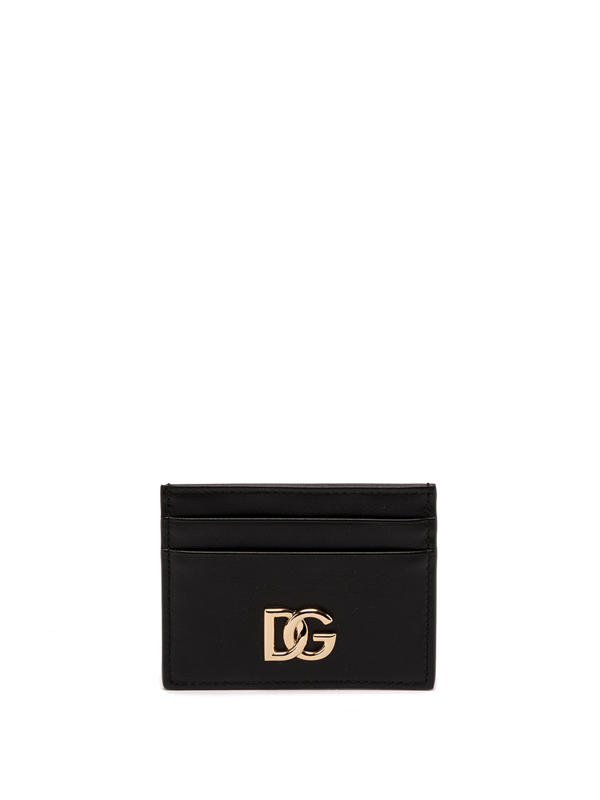 Dolce & Gabbana Dg Logoed Leather Cardholder In Black