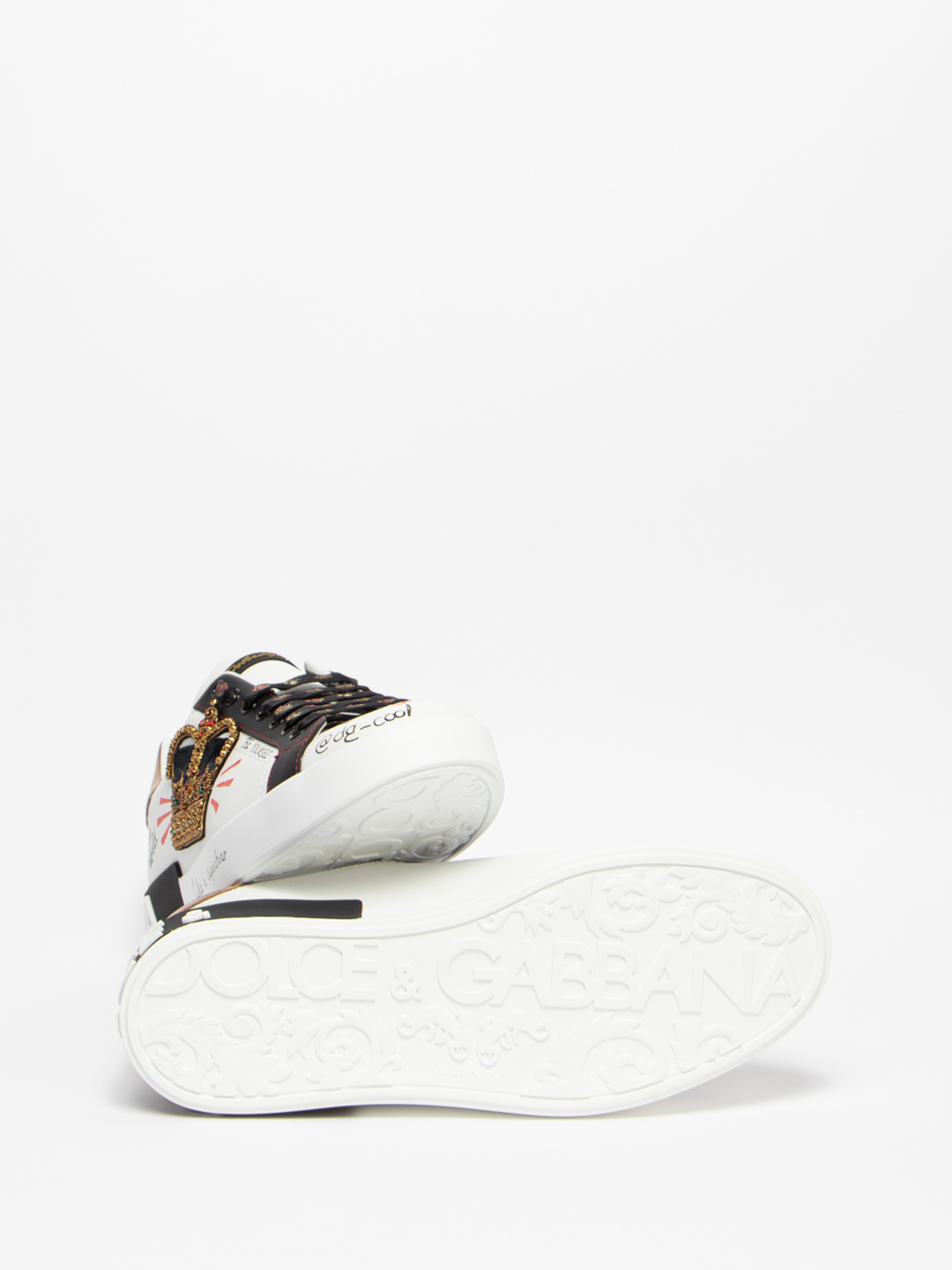 Shop Dolce & Gabbana Portofino Printed Sneakers In Blanco