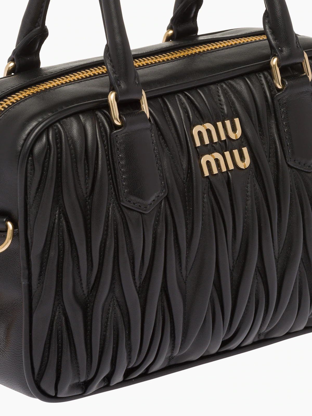 Miu Miu Black Matelasse Nappa Leather Double Zipper Crossbody Bag Miu Miu