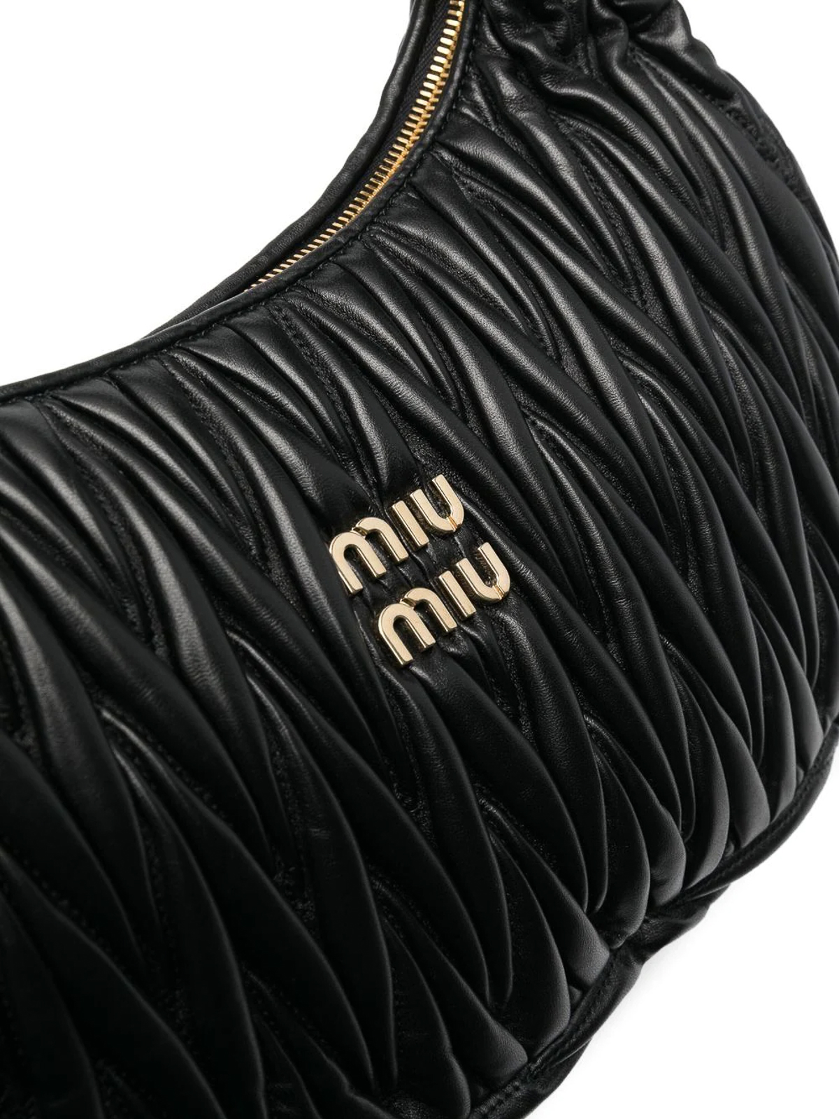 Miu Wander Leather Shoulder Bag in Black - Miu Miu