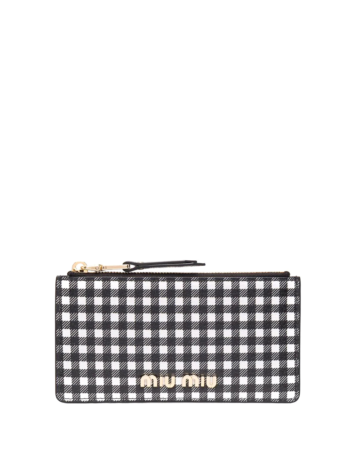 Wallets & purses Miu Miu - Gingham leather top zip card holder 