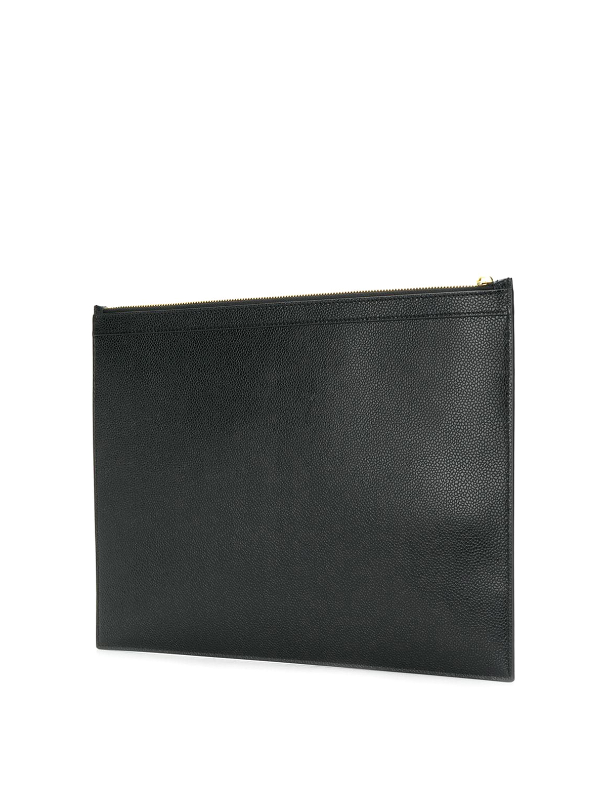 Shop Thom Browne Vertical Stripe Leather Document Holder In Black