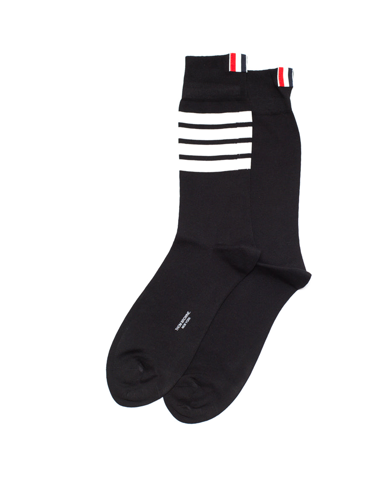 Thom Browne Black Cotton Socks With Four Stripes