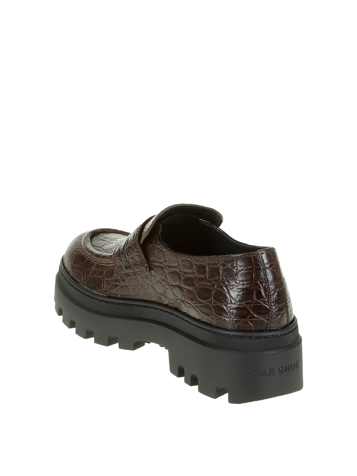 Shop Car Shoe Leather Loafers In Marrón Oscuro