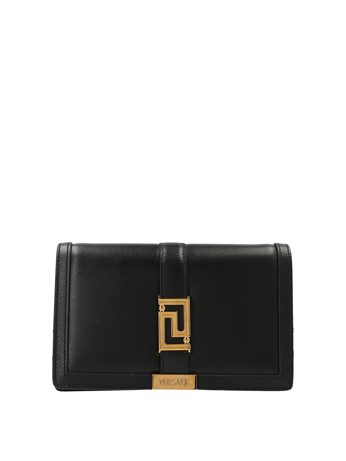 Shop Versace Leather Clutch In Negro