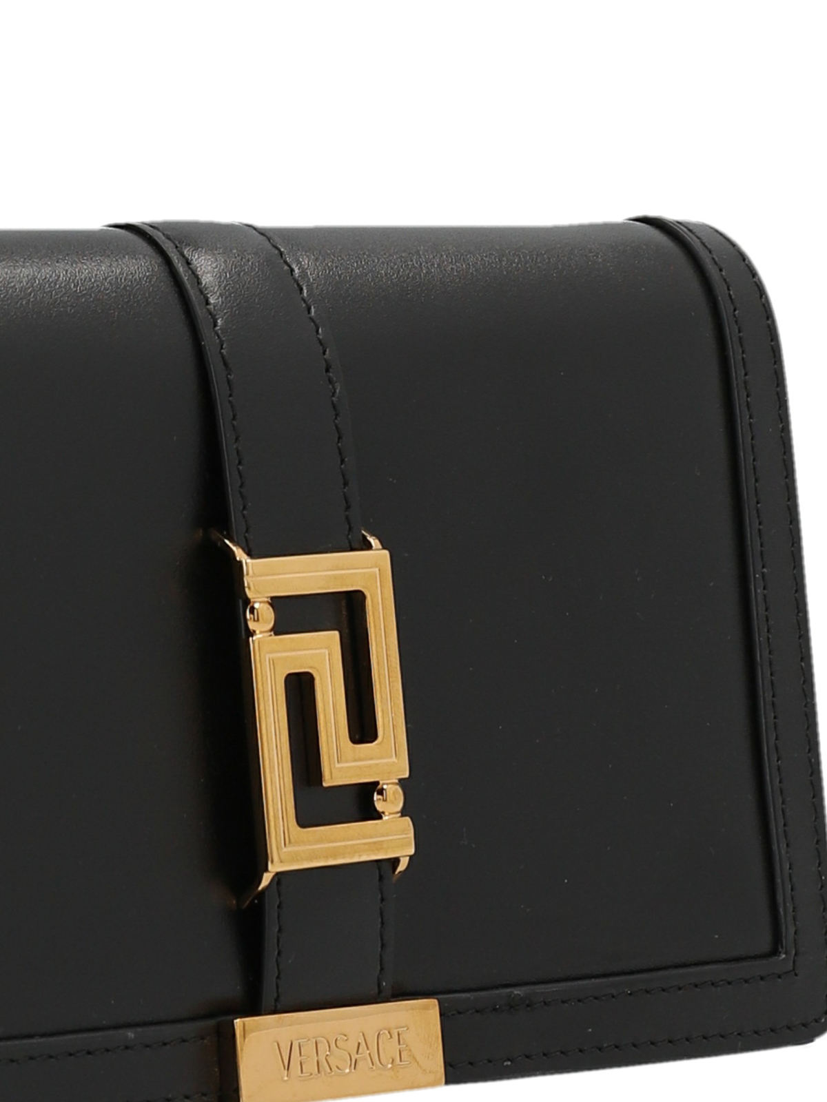 Shop Versace Leather Clutch In Negro