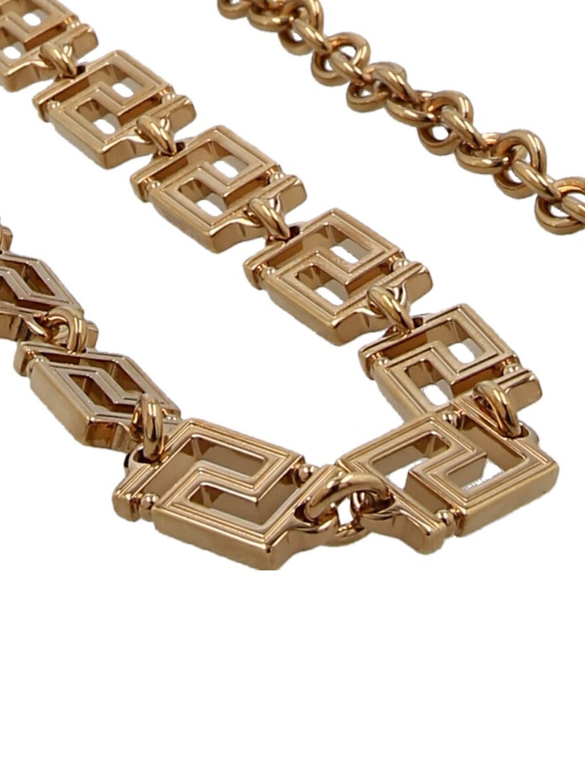 Shop Versace Greca Patterned Belt In Gold