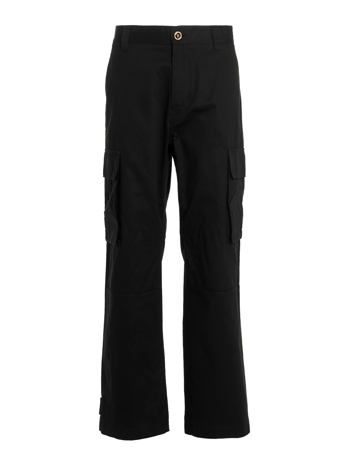 Shop Versace Logo Button Trousers In Negro