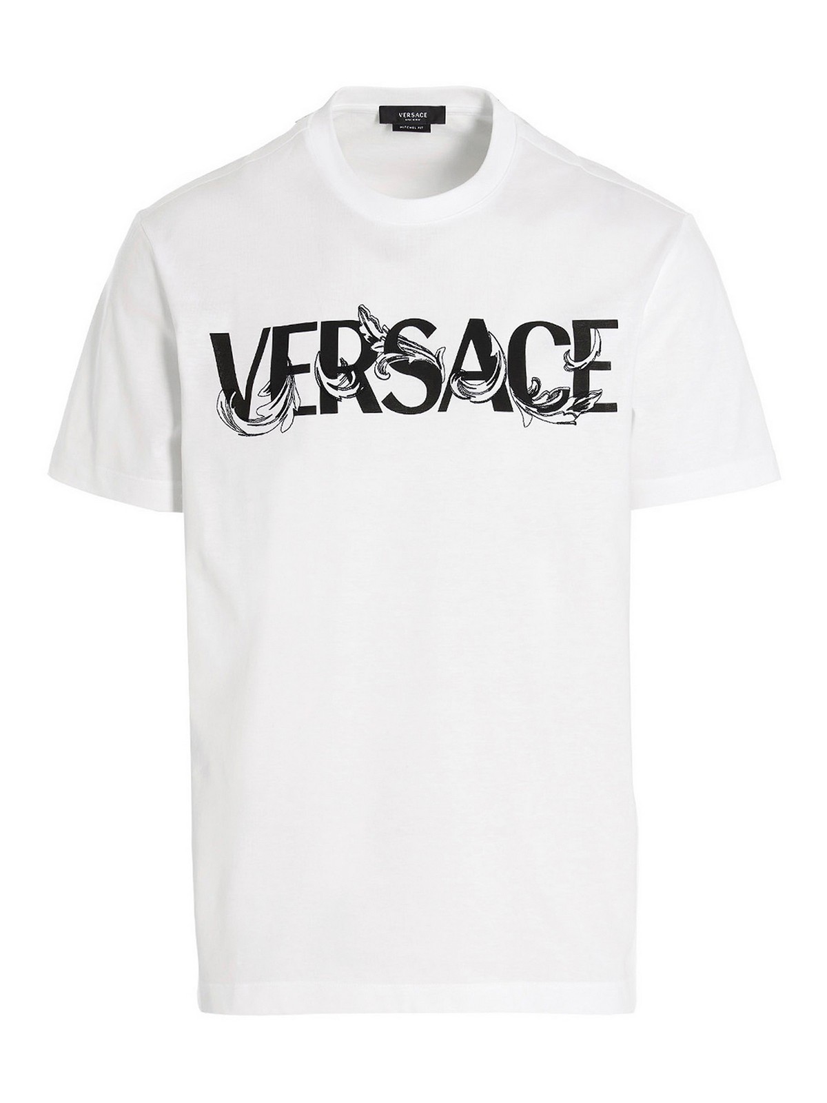 Shop Versace Logo Embroidery T-shirt In Blanco