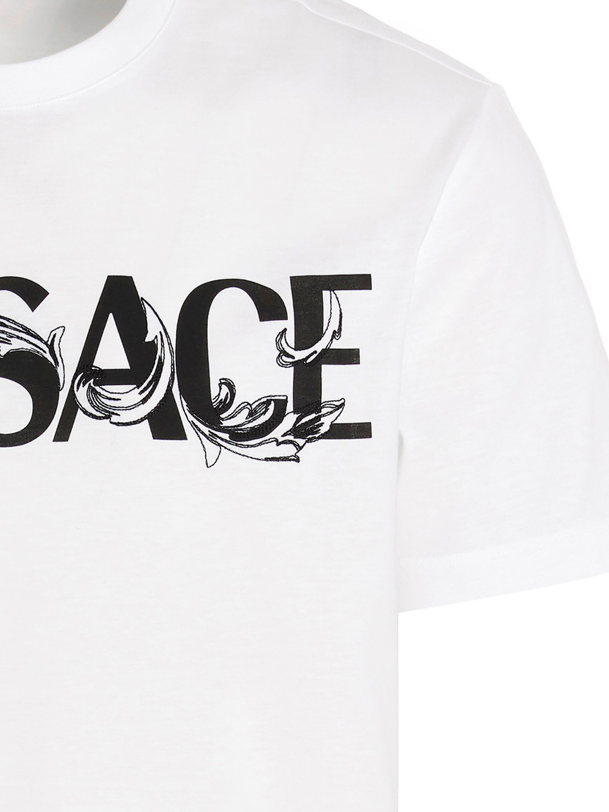 Shop Versace Logo Embroidery T-shirt In Blanco