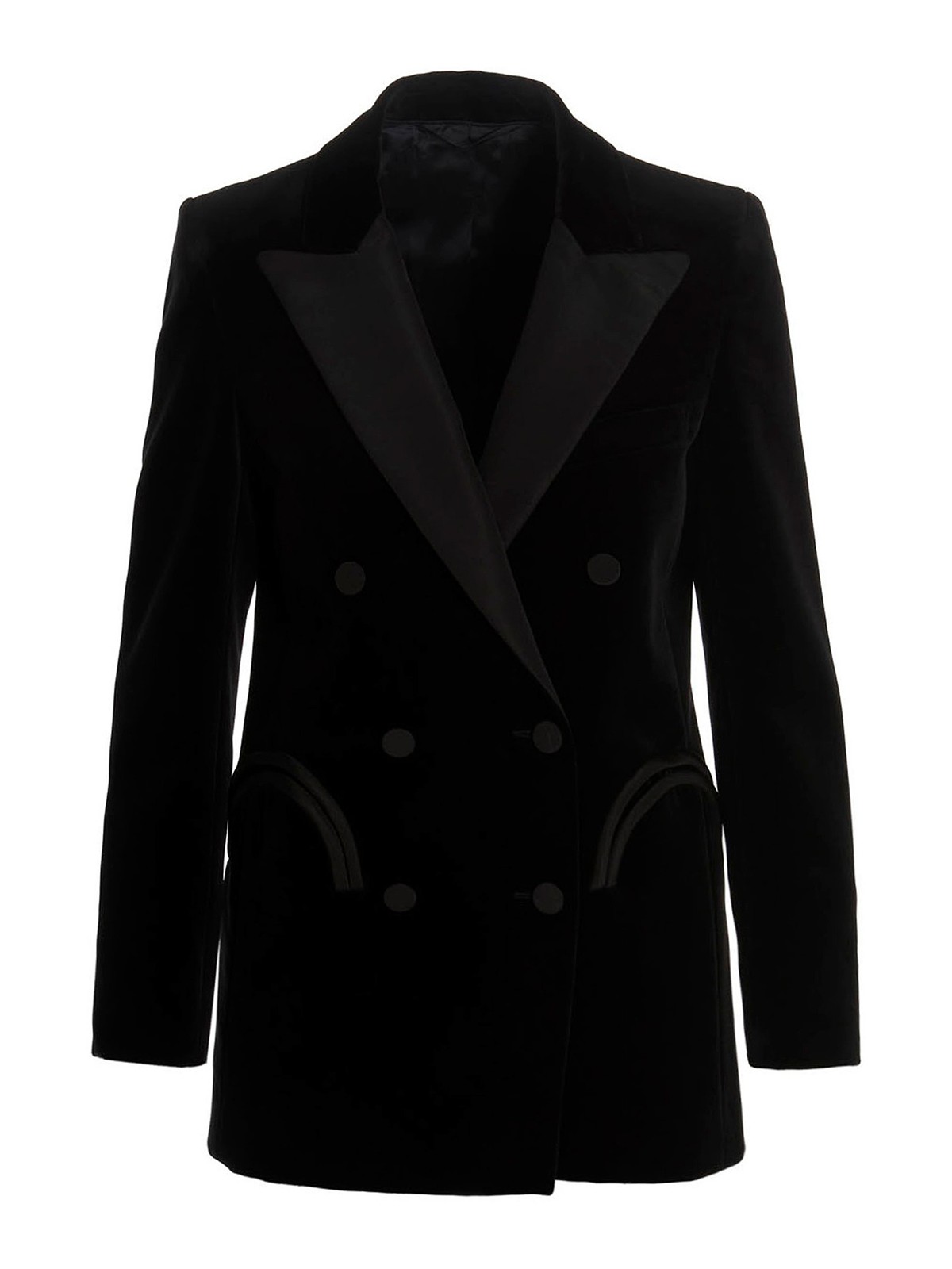 Blazé Milano Blaze Milano Everyday Double-breasted Velvet Blazer In Black