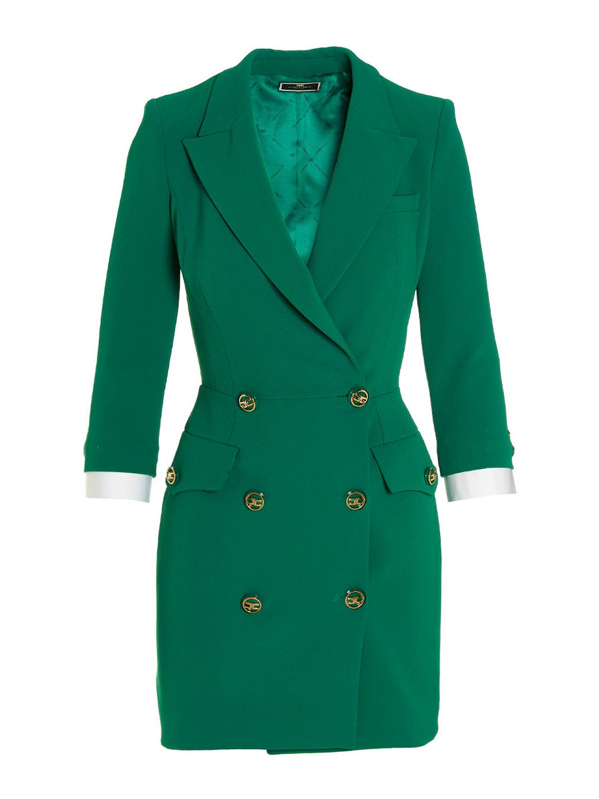 Elisabetta Franchi Logo Button Dress In Green