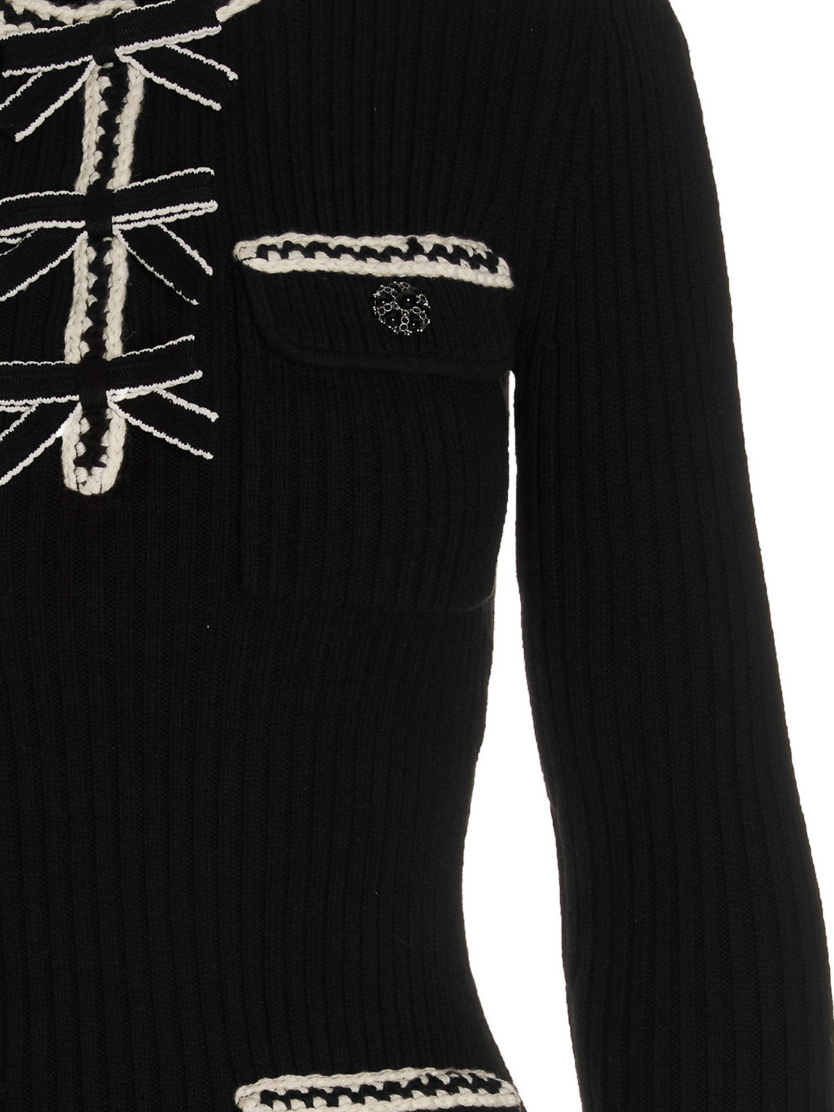 Self Portrait Bow knit dress - Black - Women|AW22124BBLACK