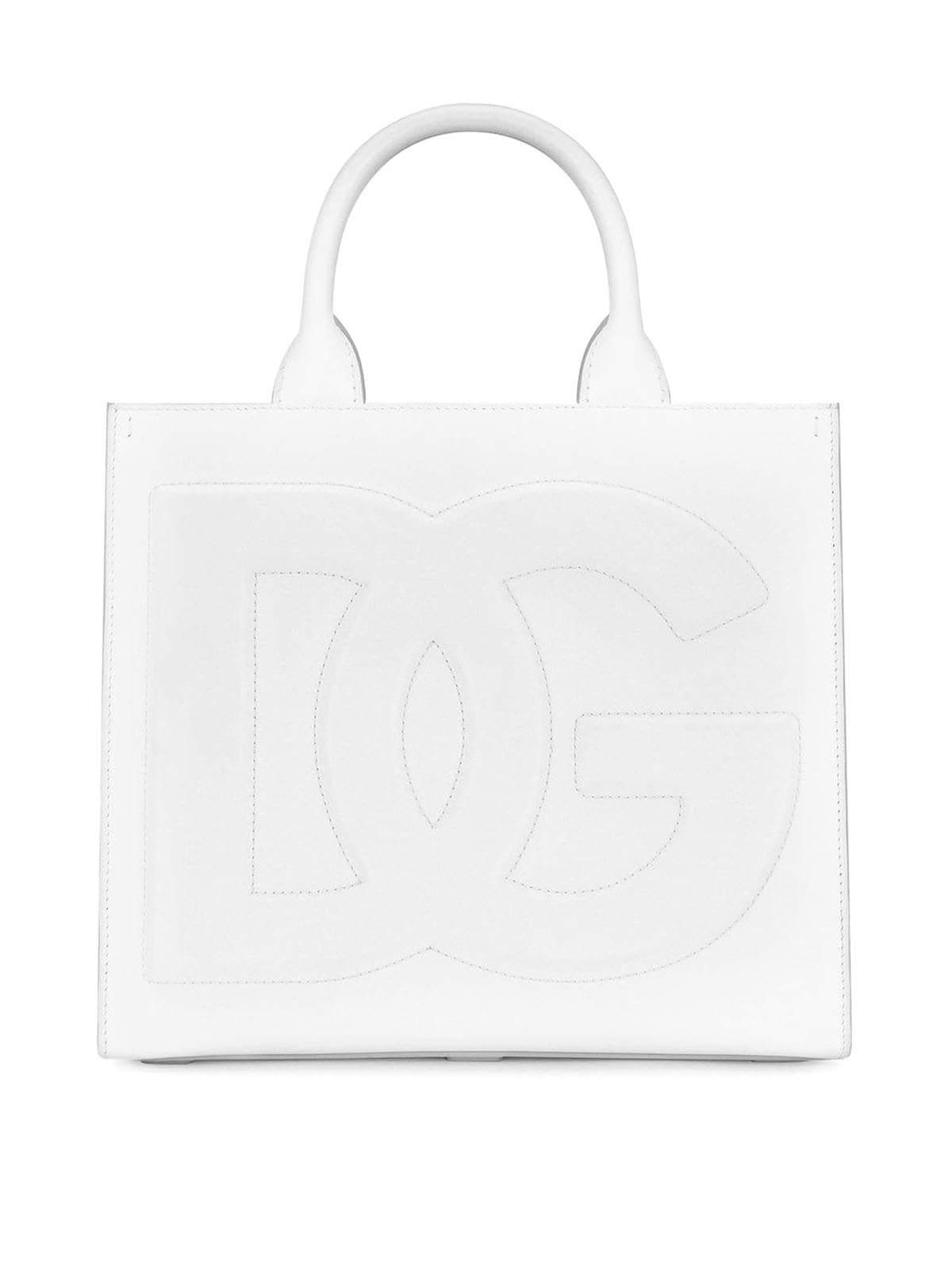 Dolce & Gabbana Leather Tote Bag In Blanco