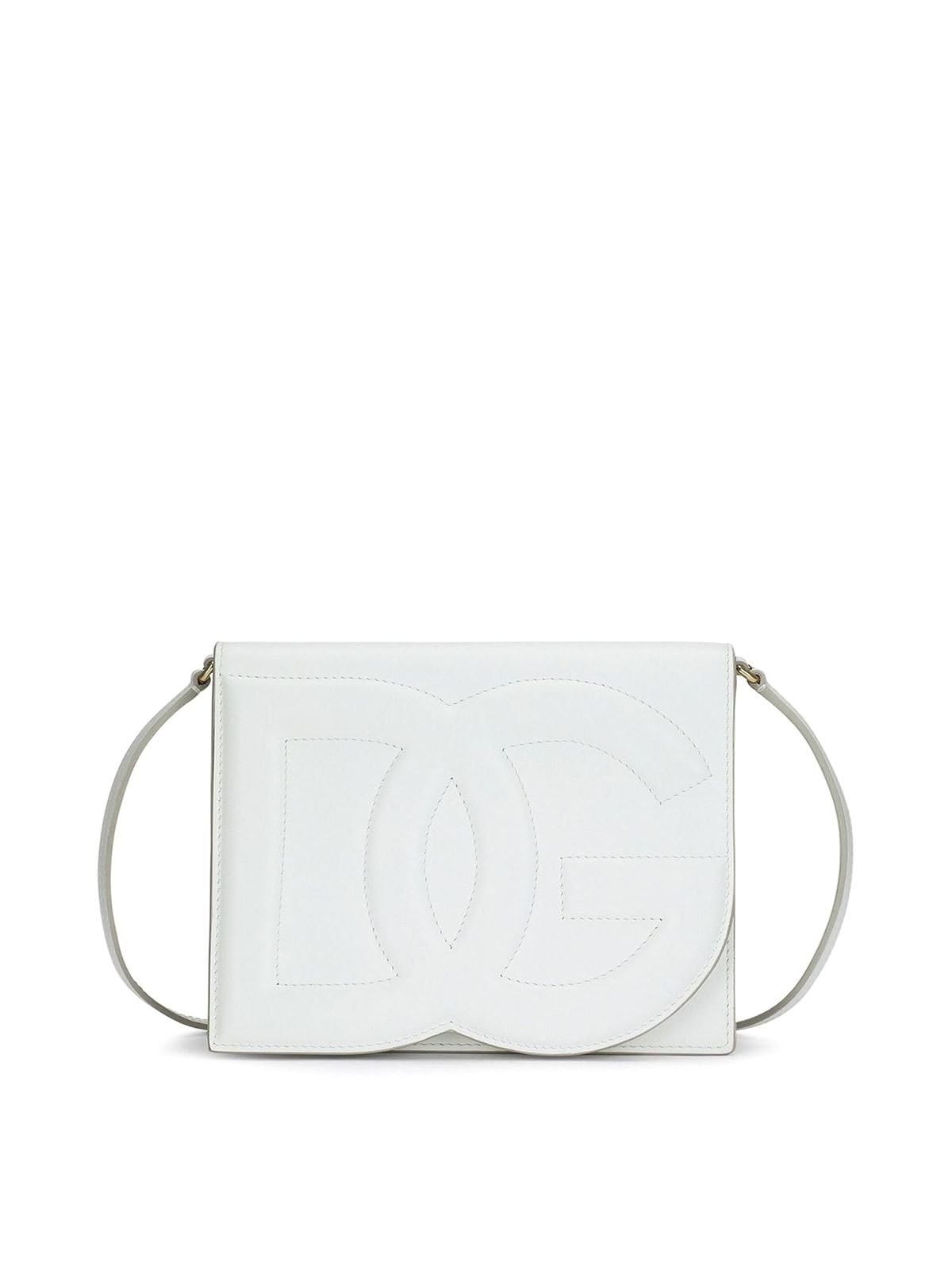 Dolce & Gabbana Mini Leather Shoulder Bag In Blanco