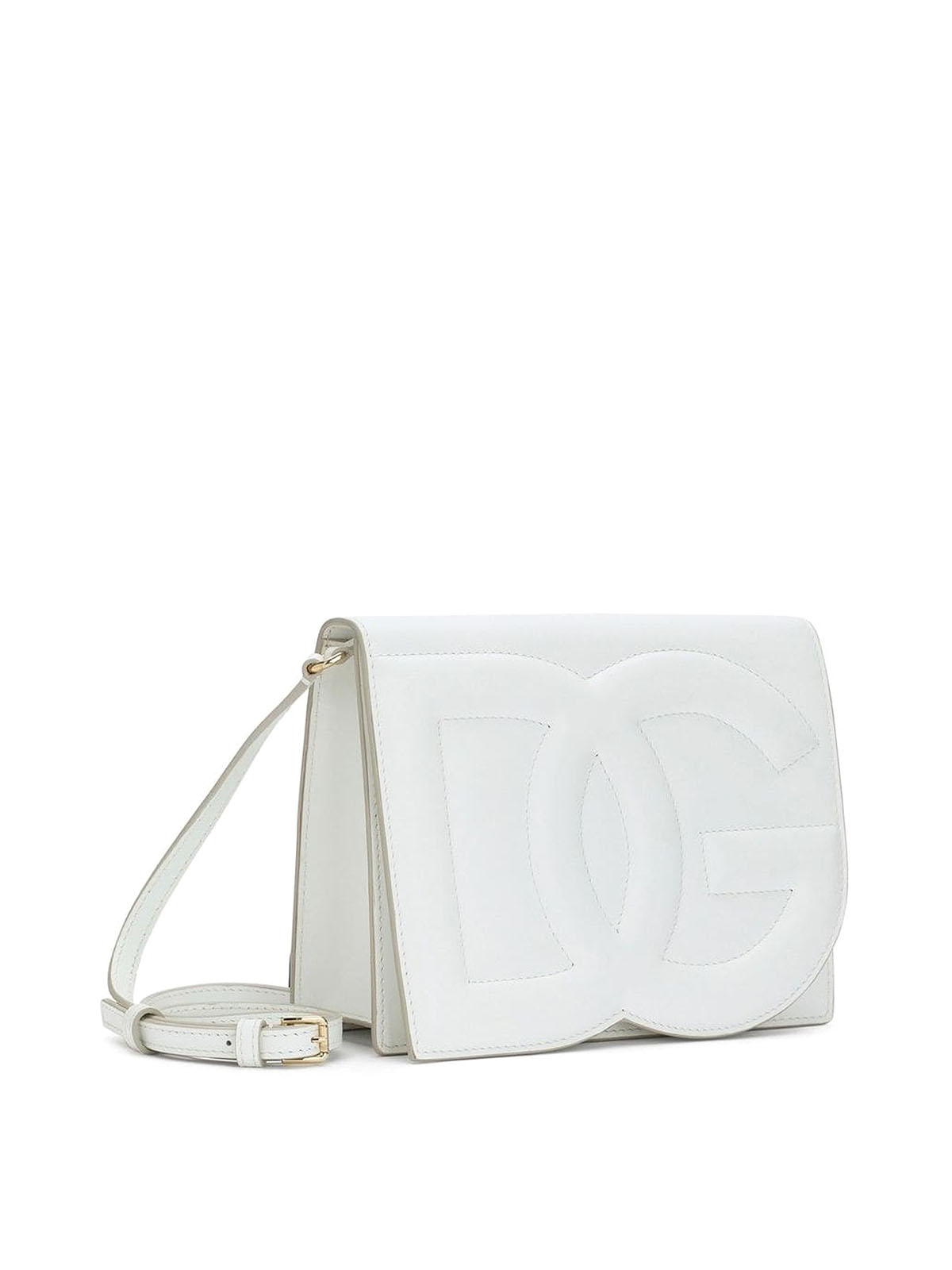 Shop Dolce & Gabbana Leather Shoulder Bag In Blanco