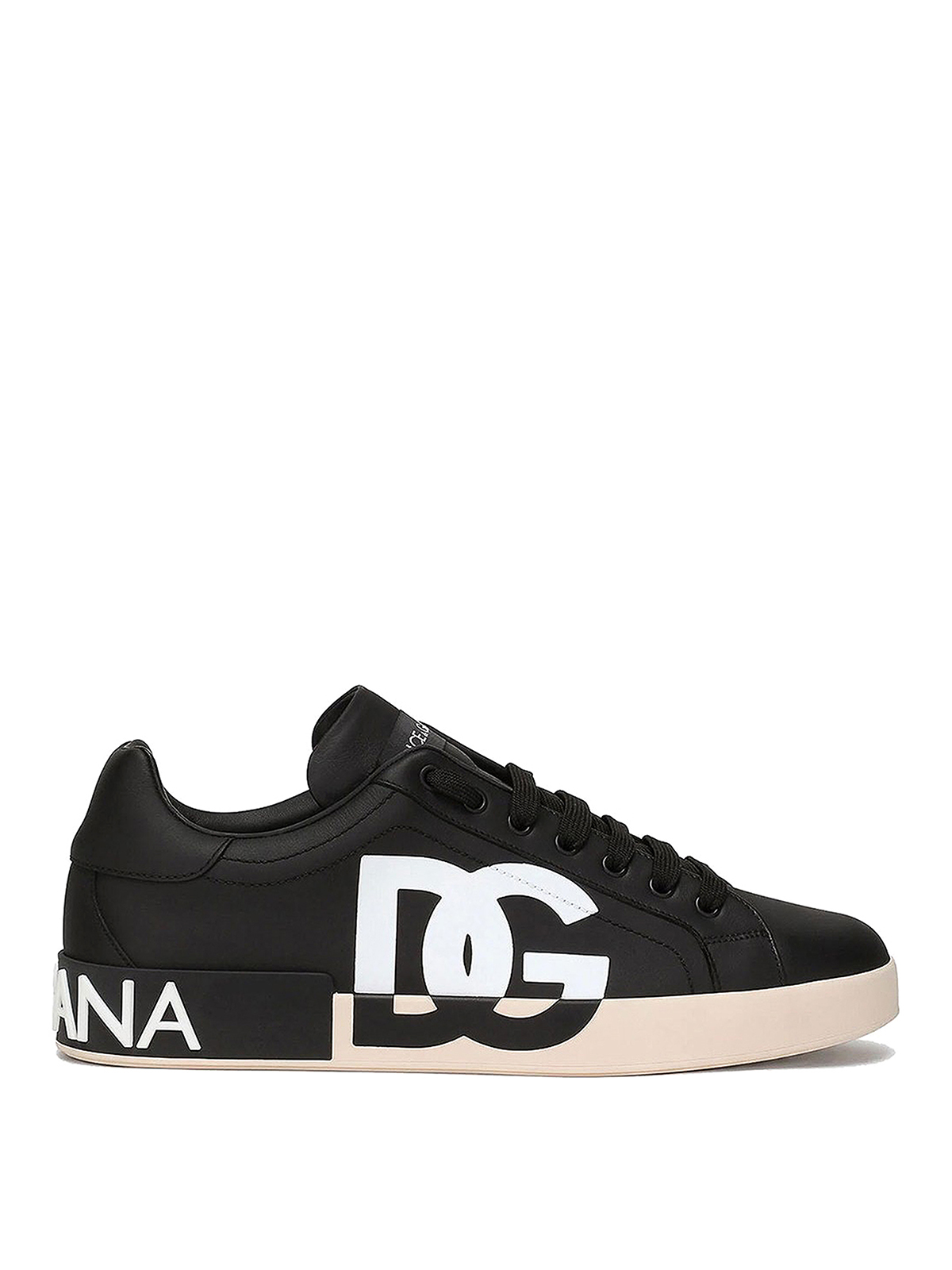 Dolce & Gabbana Leather Low-top Sneakers In Black