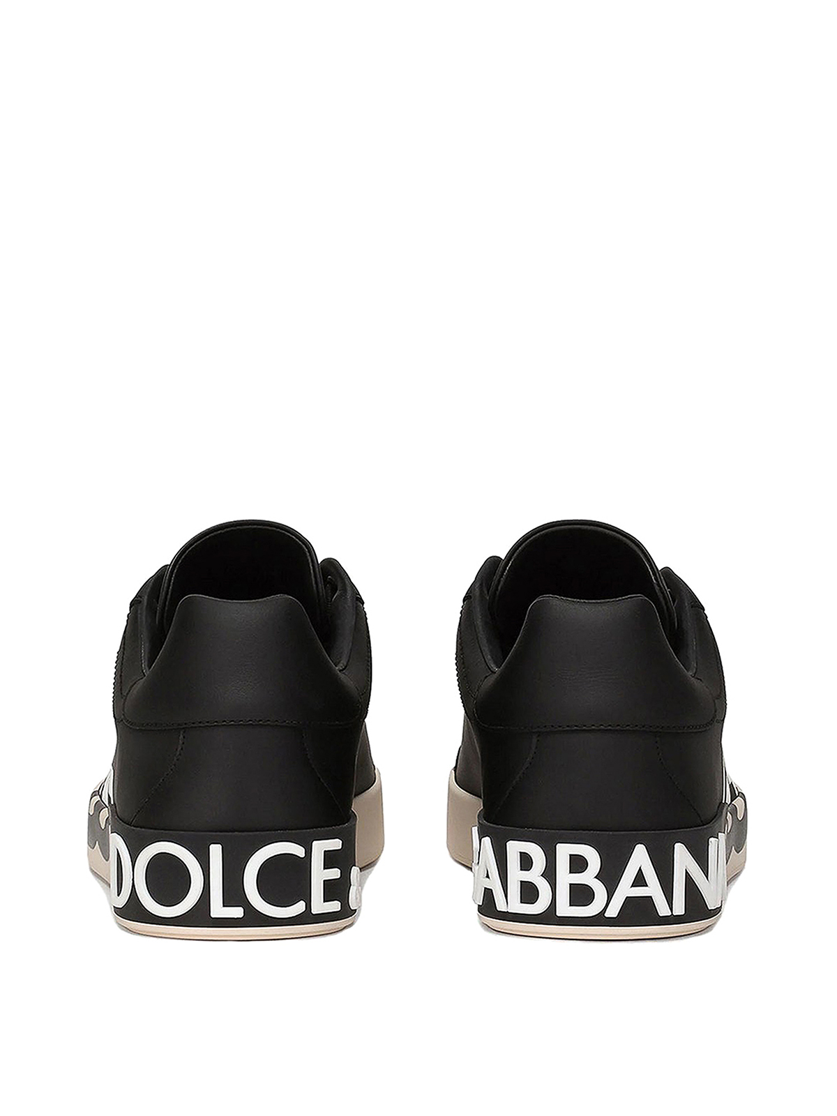 Shop Dolce & Gabbana Leather Low-top Sneakers In Black