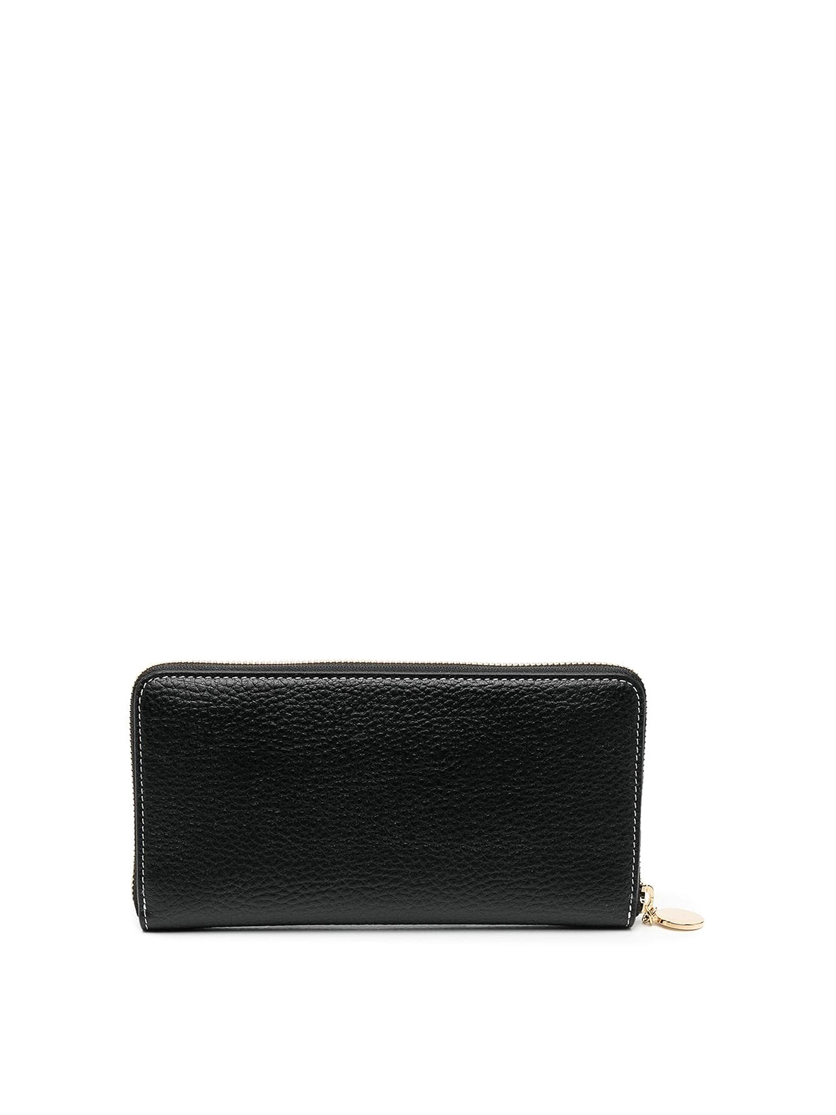 Shop Stella Mccartney Logoed Eco-leather Continental Wallet In Black