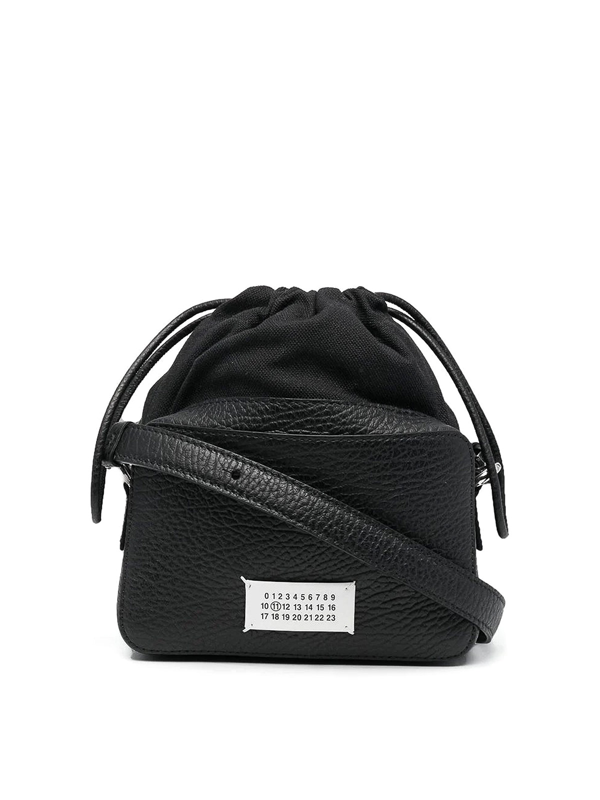 Maison Margiela Logo-patch Drawstring Tote Bag In Black