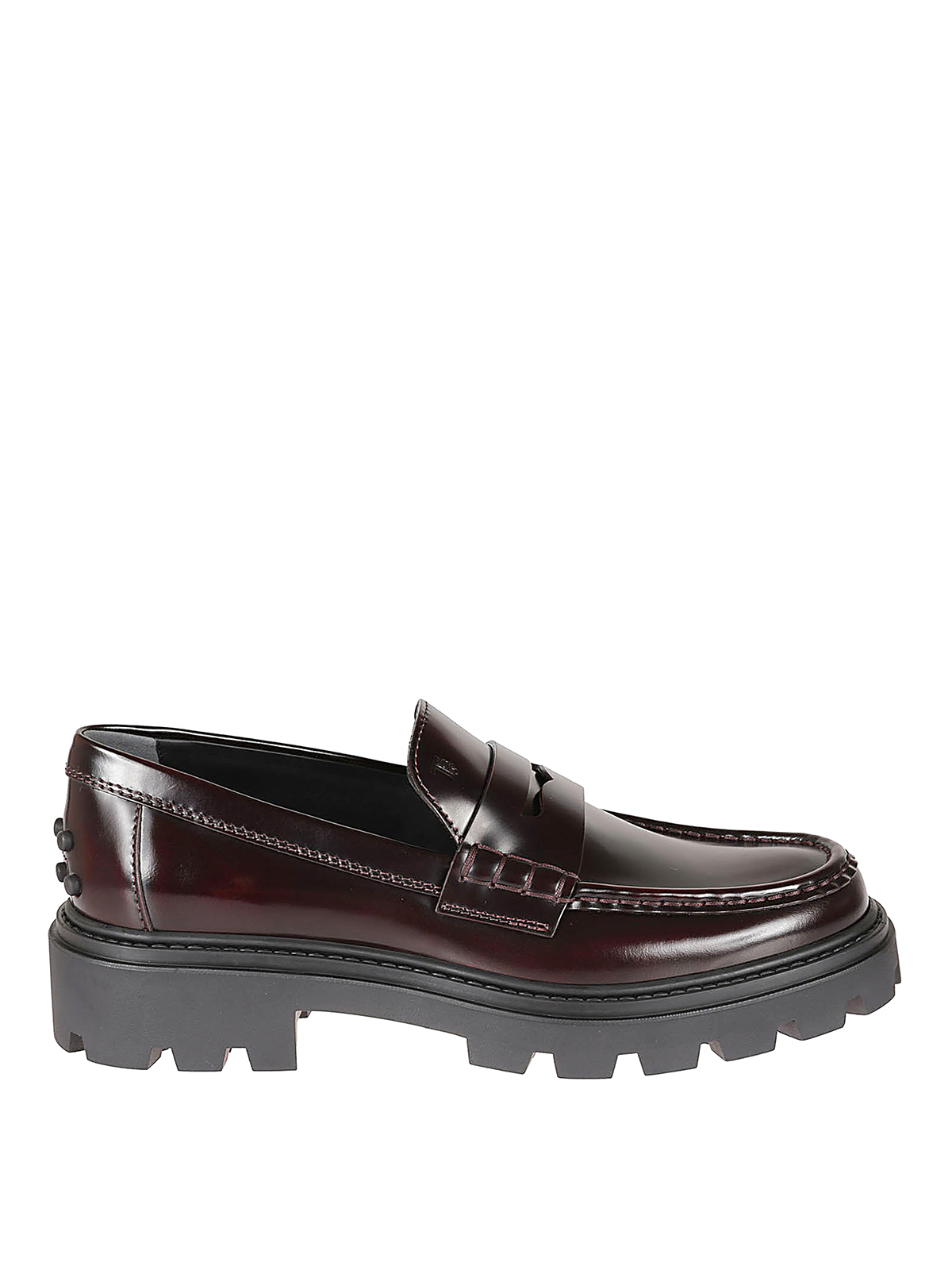 Tod's Leather Loafers In Burgundy