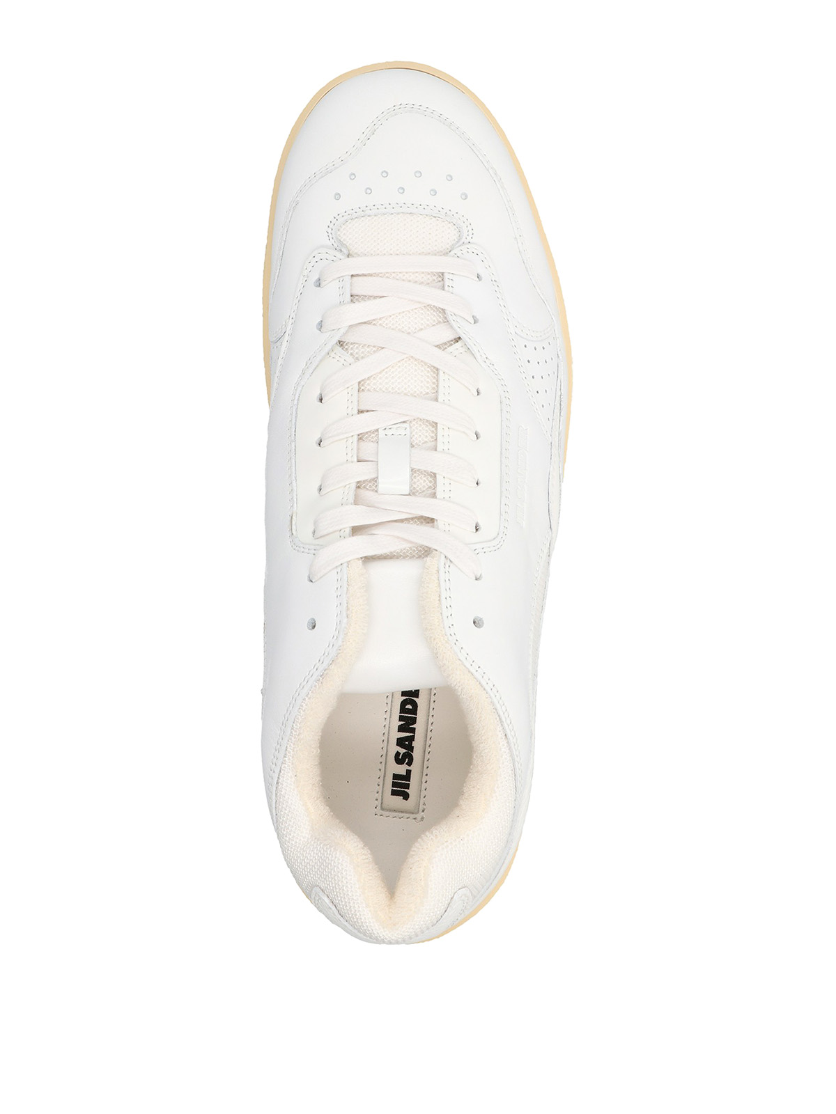 Shop Jil Sander Logo Leather Sneakers In Blanco