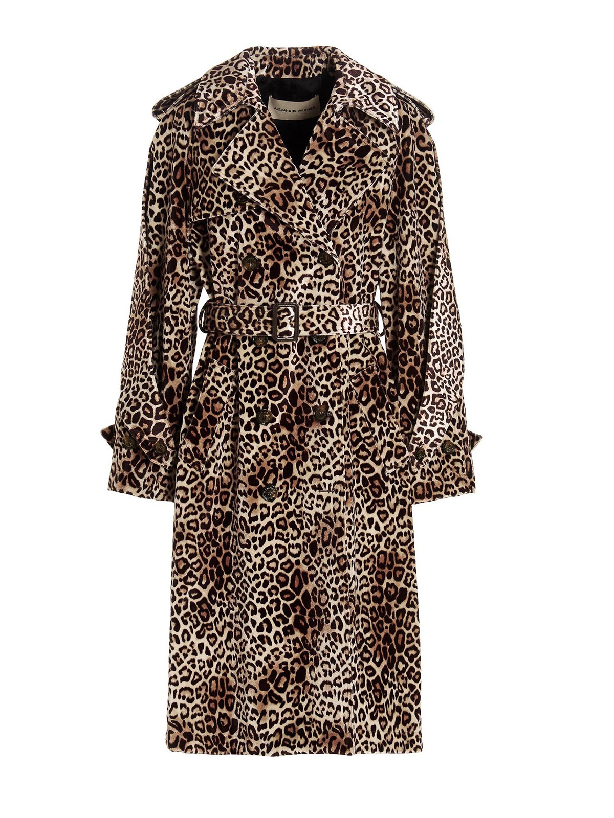 Shop Alexandre Vauthier Leopard Velvet Trench Coat In Multicolour