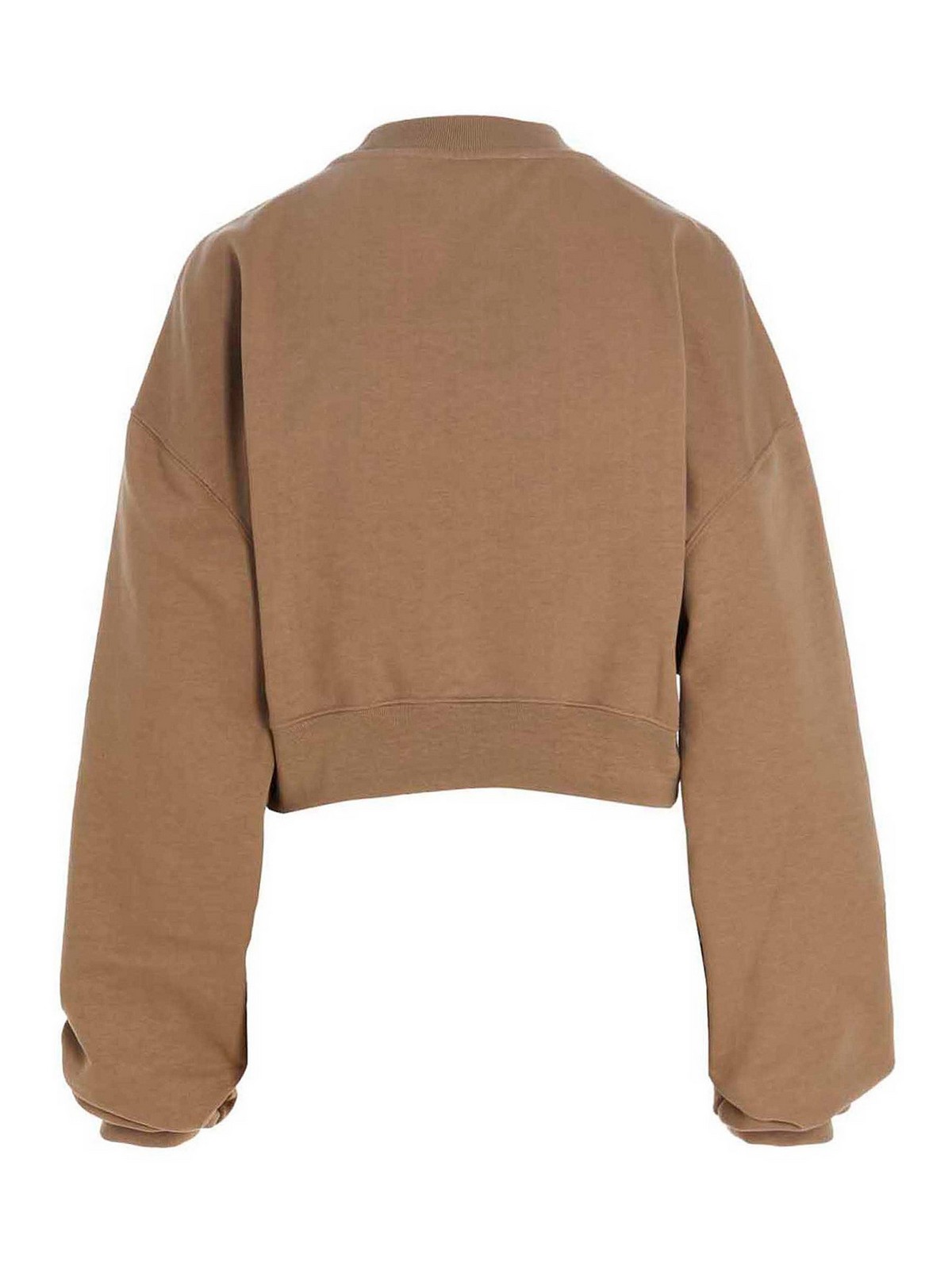Shop Off-white Cropped Logo Embroidery Sweatshirt In Beige
