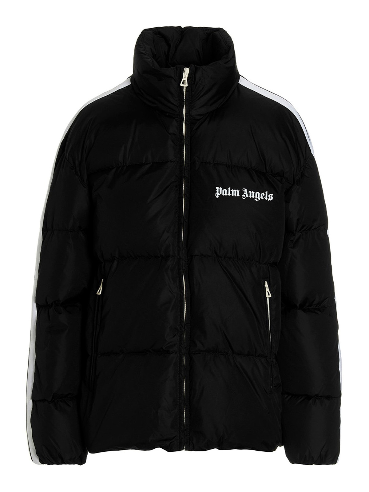 Palm Angels Contrasting Bands Down Jacket In Negro