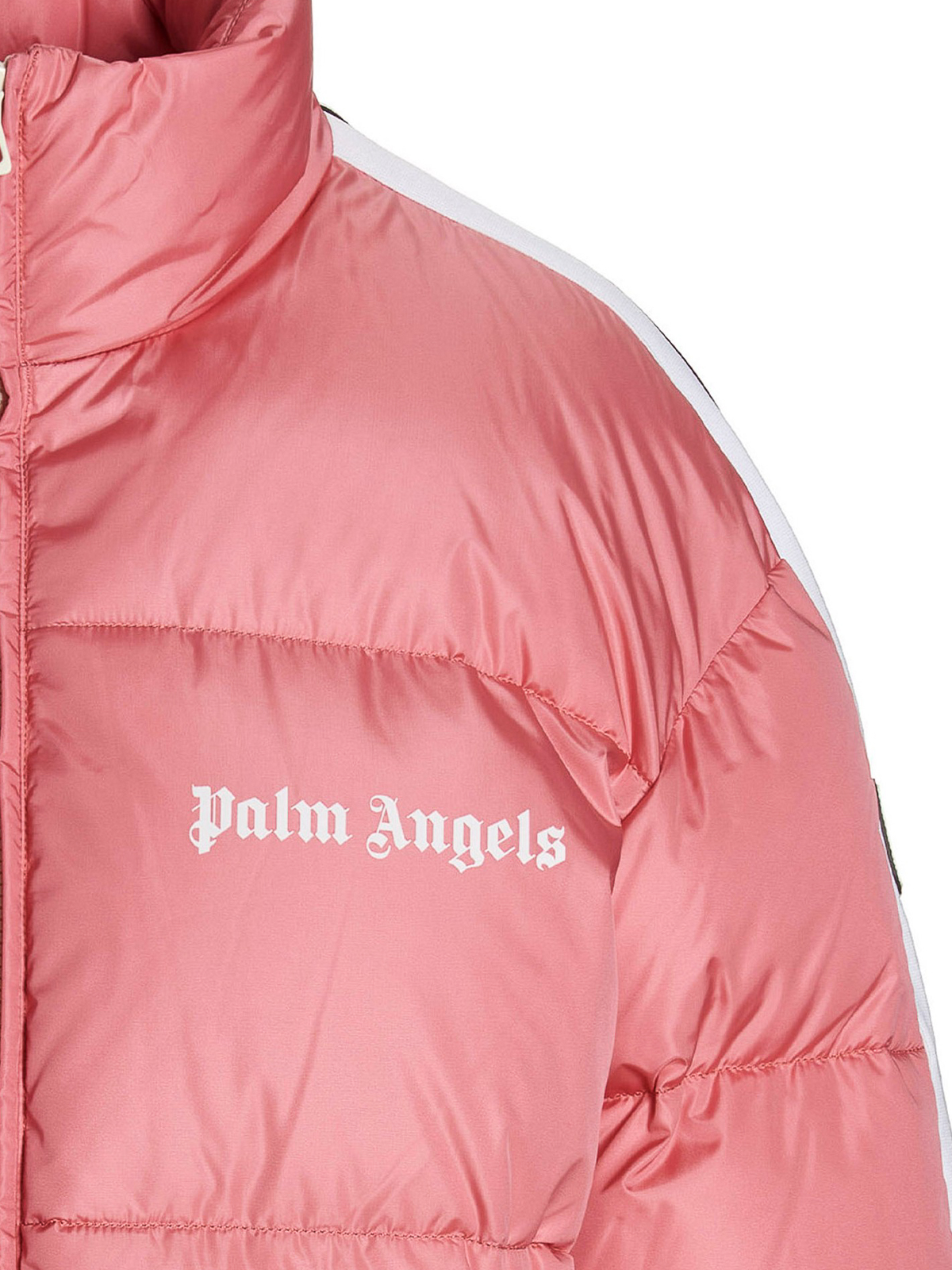 Shop Palm Angels Contrasting Bands Down Jacket In Rosado