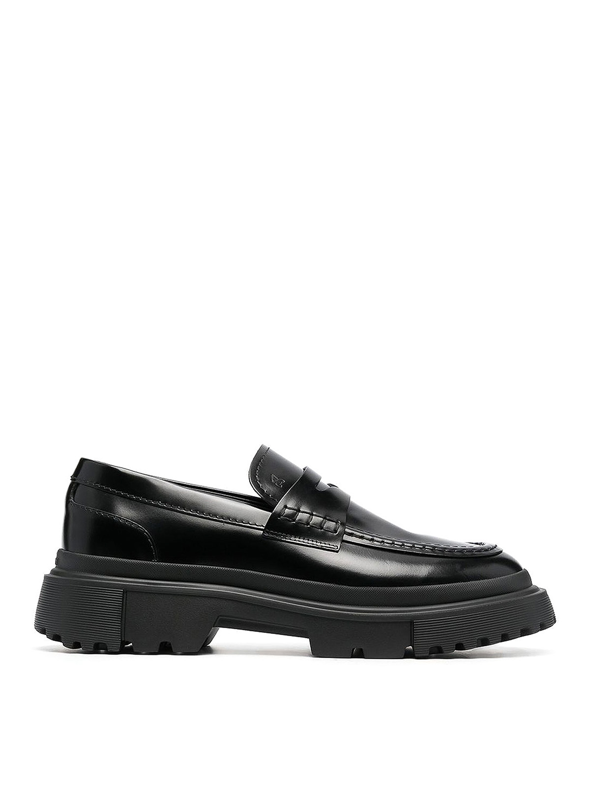 Shop Hogan H629 Leather Loafers In Negro
