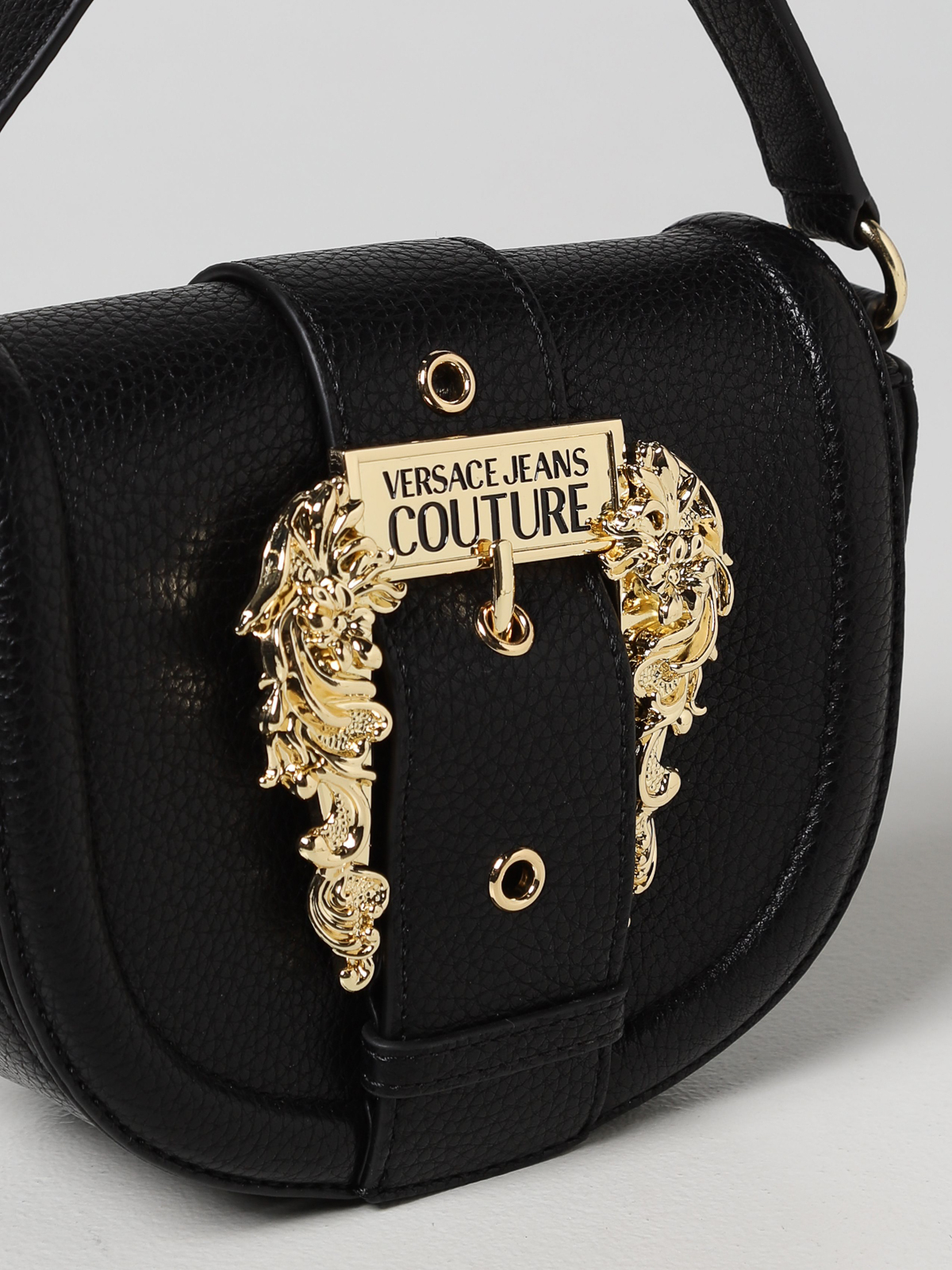Versace Jeans Couture Black Structured Baroque Belt Crossbody