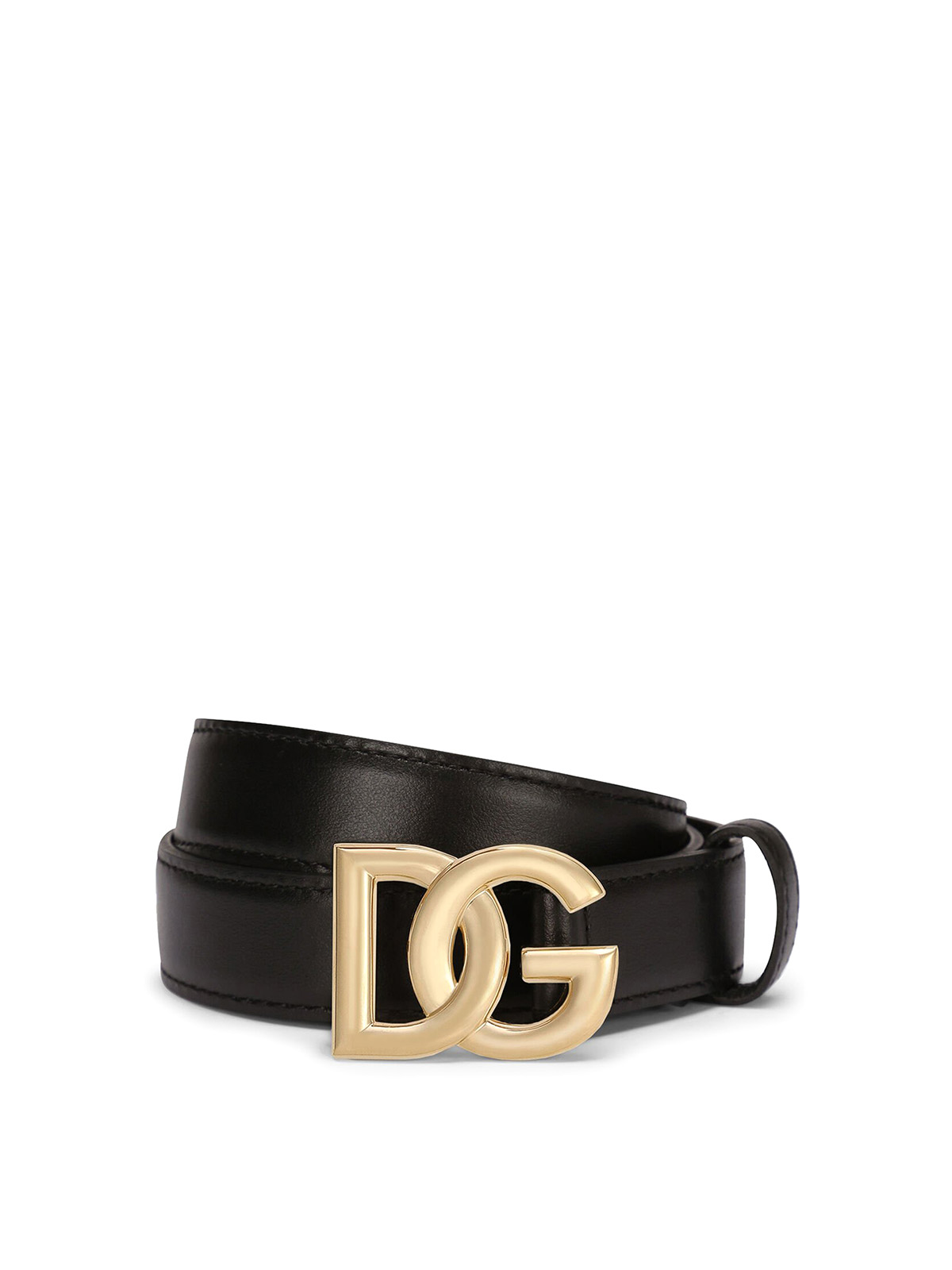 Dolce & Gabbana Logoed Leather Belt In Black