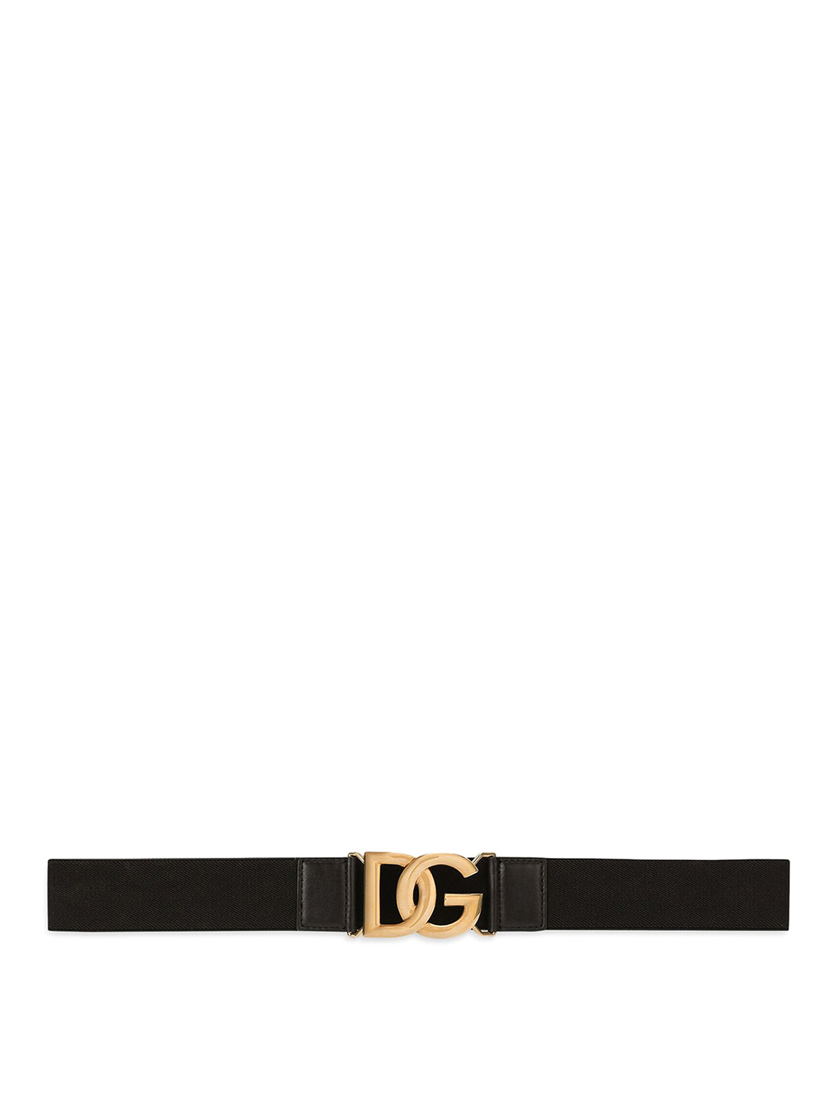 Dolce & Gabbana Logoed Multifabric Belt In Black