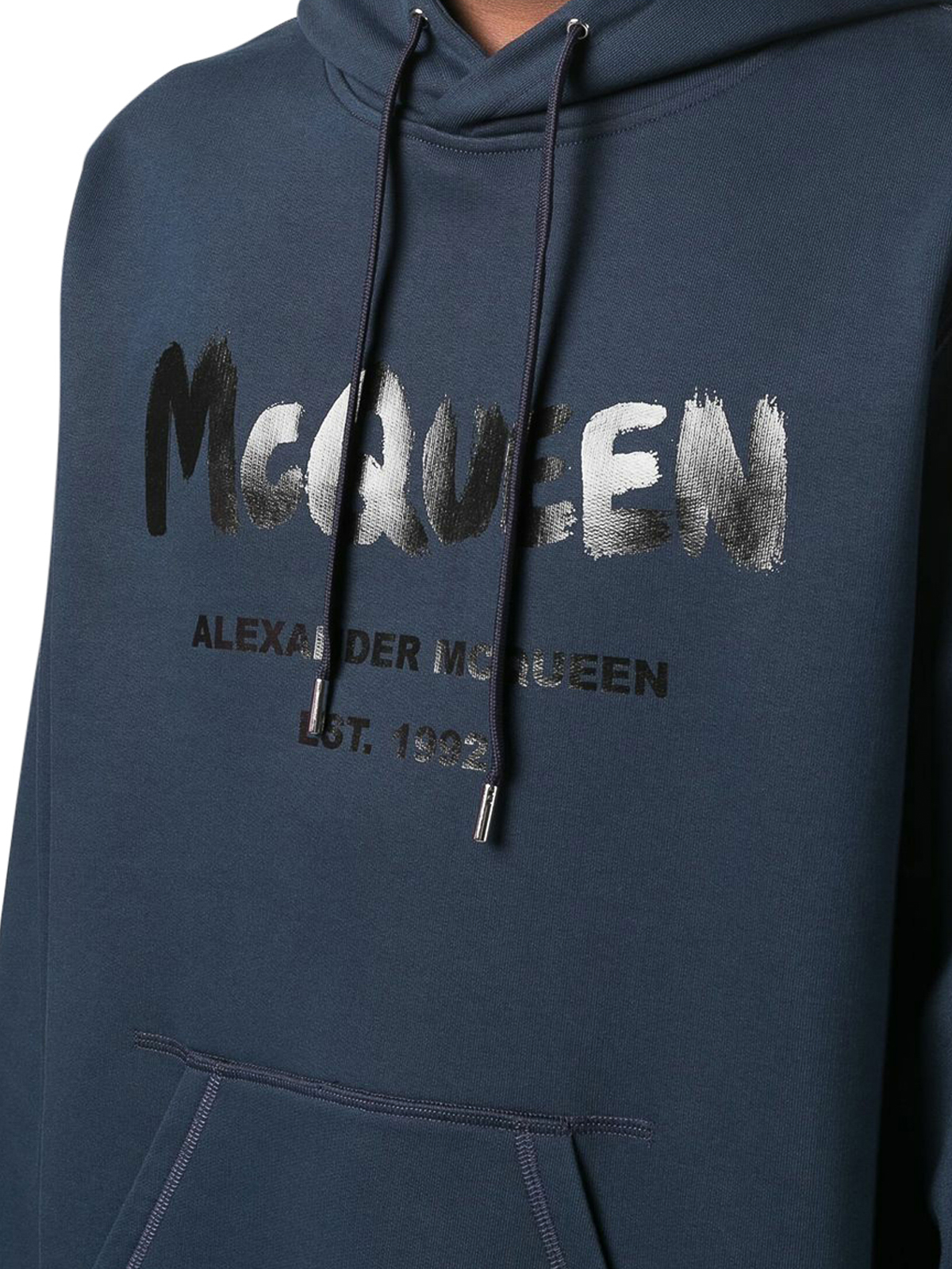 Shop Alexander Mcqueen Logo Cotton Sweatshirt In Blue