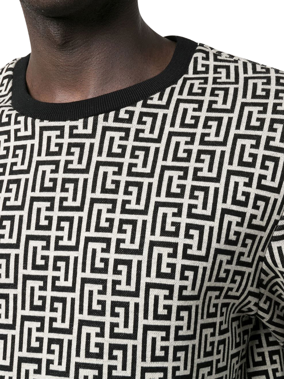 Shop Balmain Monogram Sweatshirt In Negro