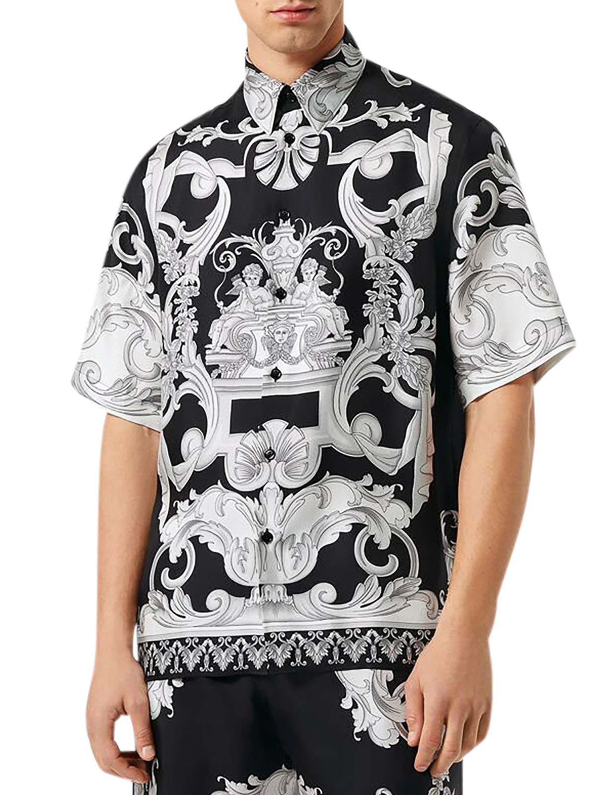 希少【VERSACE】Silver Baroque Mitchel Tシャツ Versace Silver baroque shirt - Black - Men | 10039271A041555B040