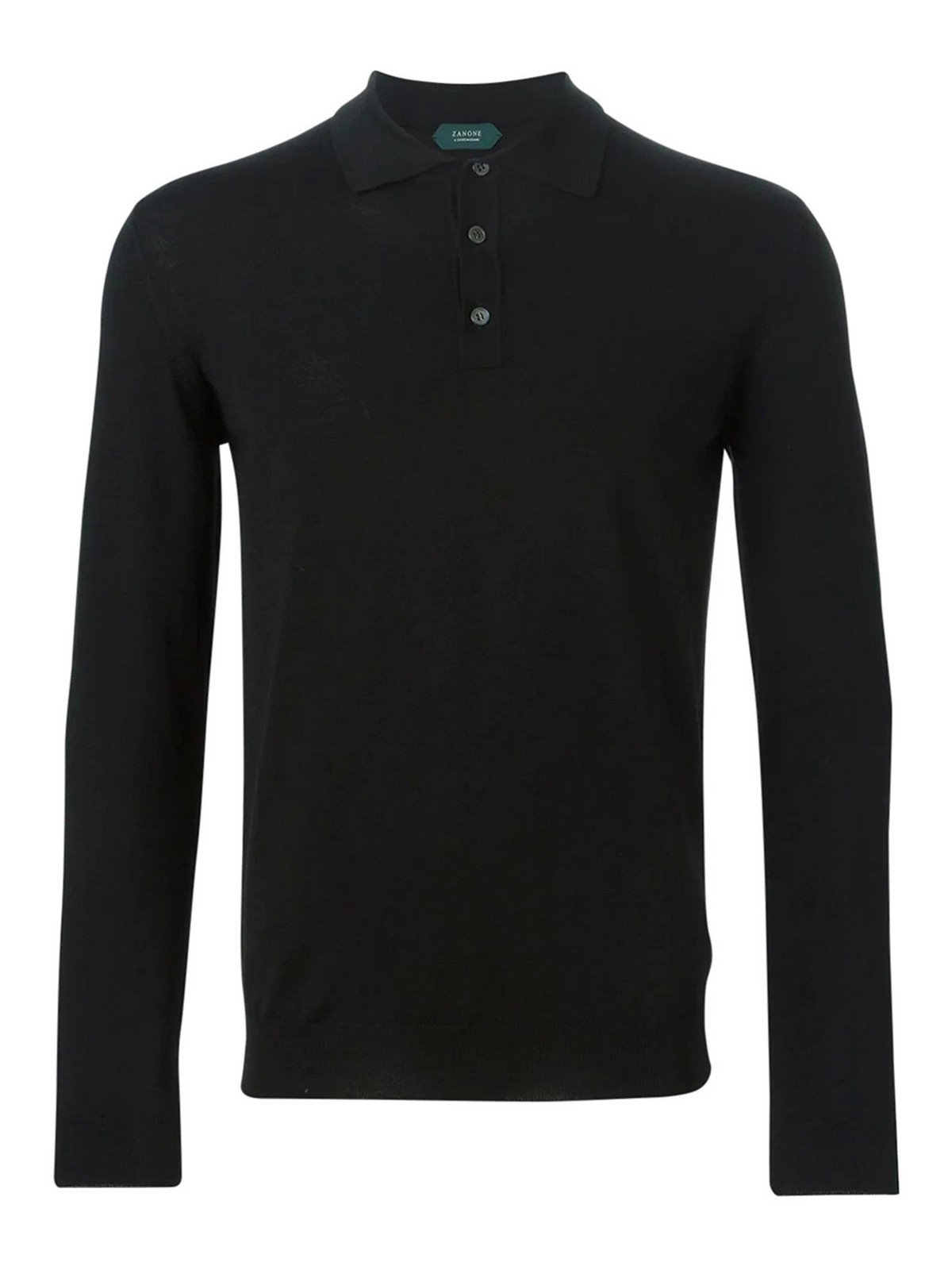 Shop Zanone Wool Blend Polo In Black